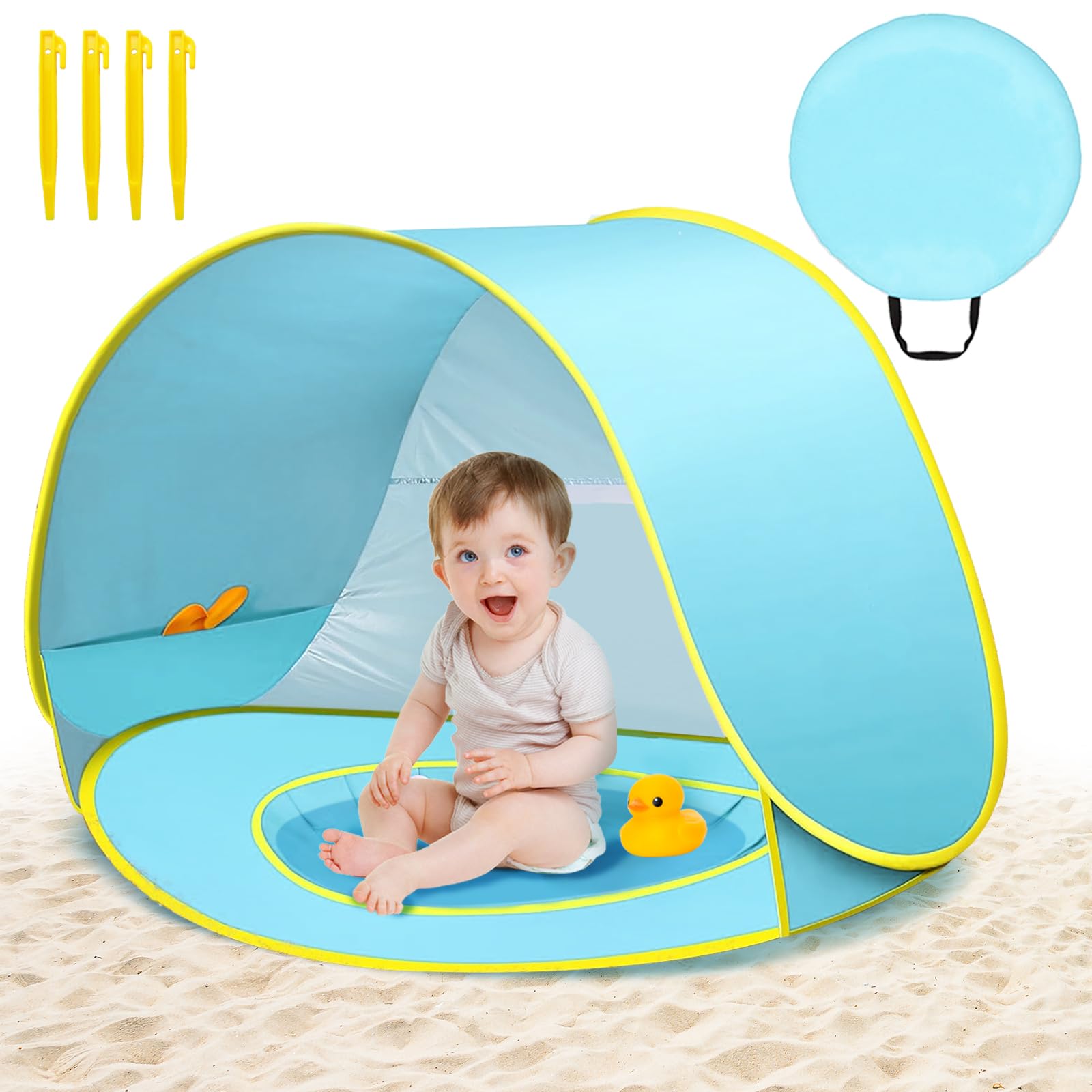Tenda da Spiaggia Bambini, Tenda Istantanea Portatile, UPF 50+Tenda Spiaggia per 1-3 Persone, per Vacanza in Spiaggia Campeggio Viaggi - Blu