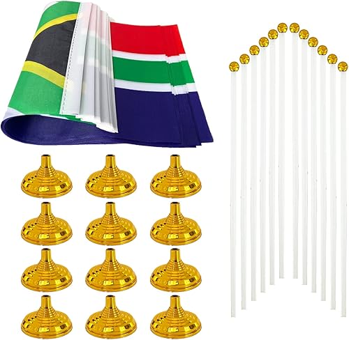 Miniatura 167 de WXTWK Paquete de 12 banderas argentinas de escritorio con base de soporte, decoración de celebración para eventos y eventos