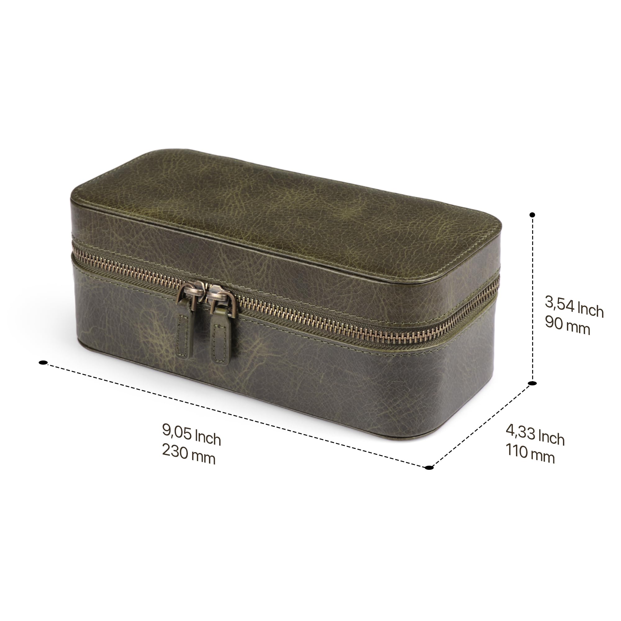 Londo Belmont - Scatola per orologi in vera pelle, elegante e resistente, custodia protettiva per orologi, organizer di alta qualità per collezionisti di uomini e donne (verde)