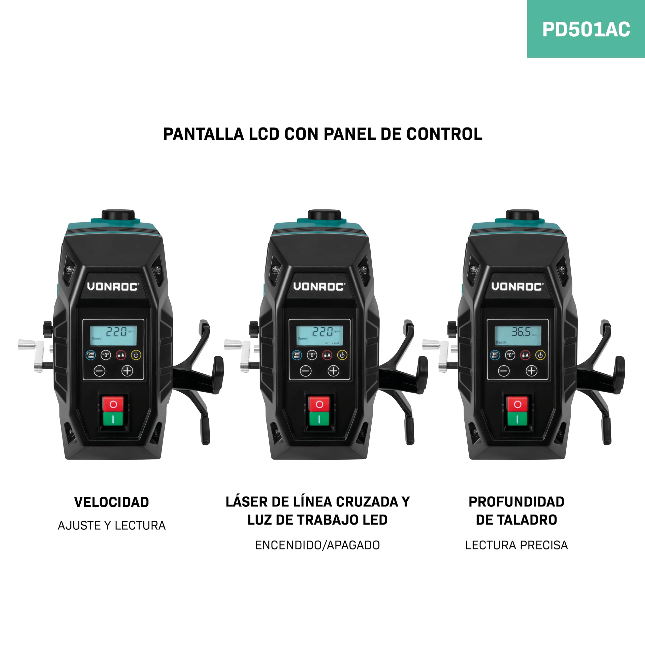 Taladro de columna 900W - Con panel de control digital y pantalla LCD | Incl. Accesorios