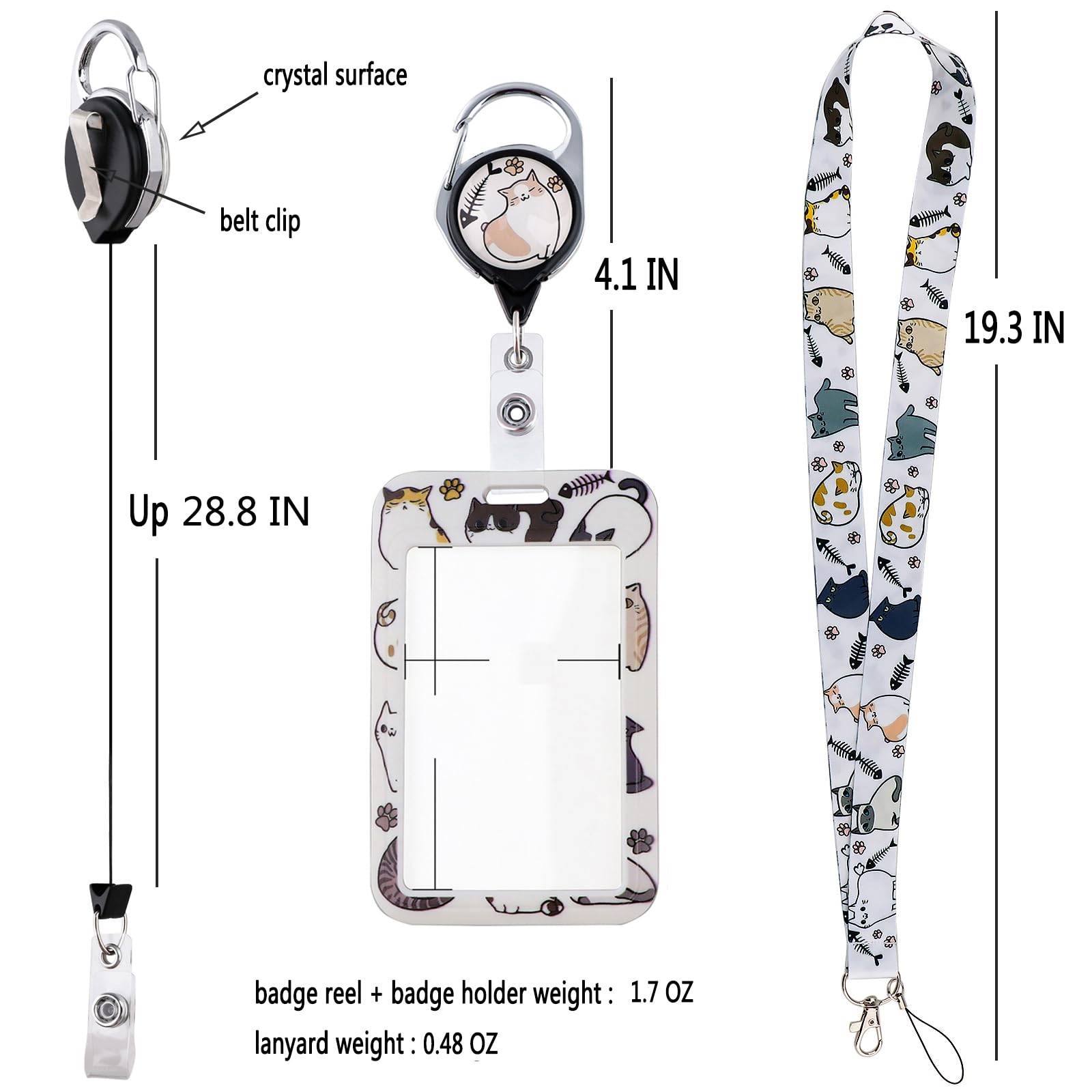 juanooo Van Gogh ID Card Holder with Lanyard & Retractable Badge Reel Key Lanyard for Women Men Girls for ID Badges Doctors Nurse Keychain Neck Lanyard for Keys 49 * 2.5cm - Image 3
