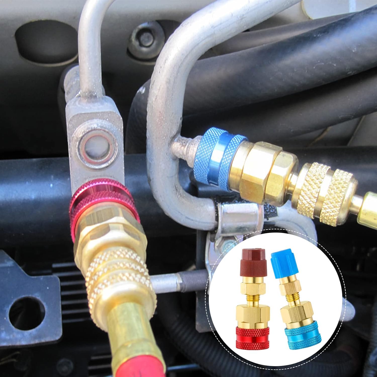 Produktbild von 2x R1234yf Schnellkupplung Stecker Adapter Klimaanlage Kältemittel DE
