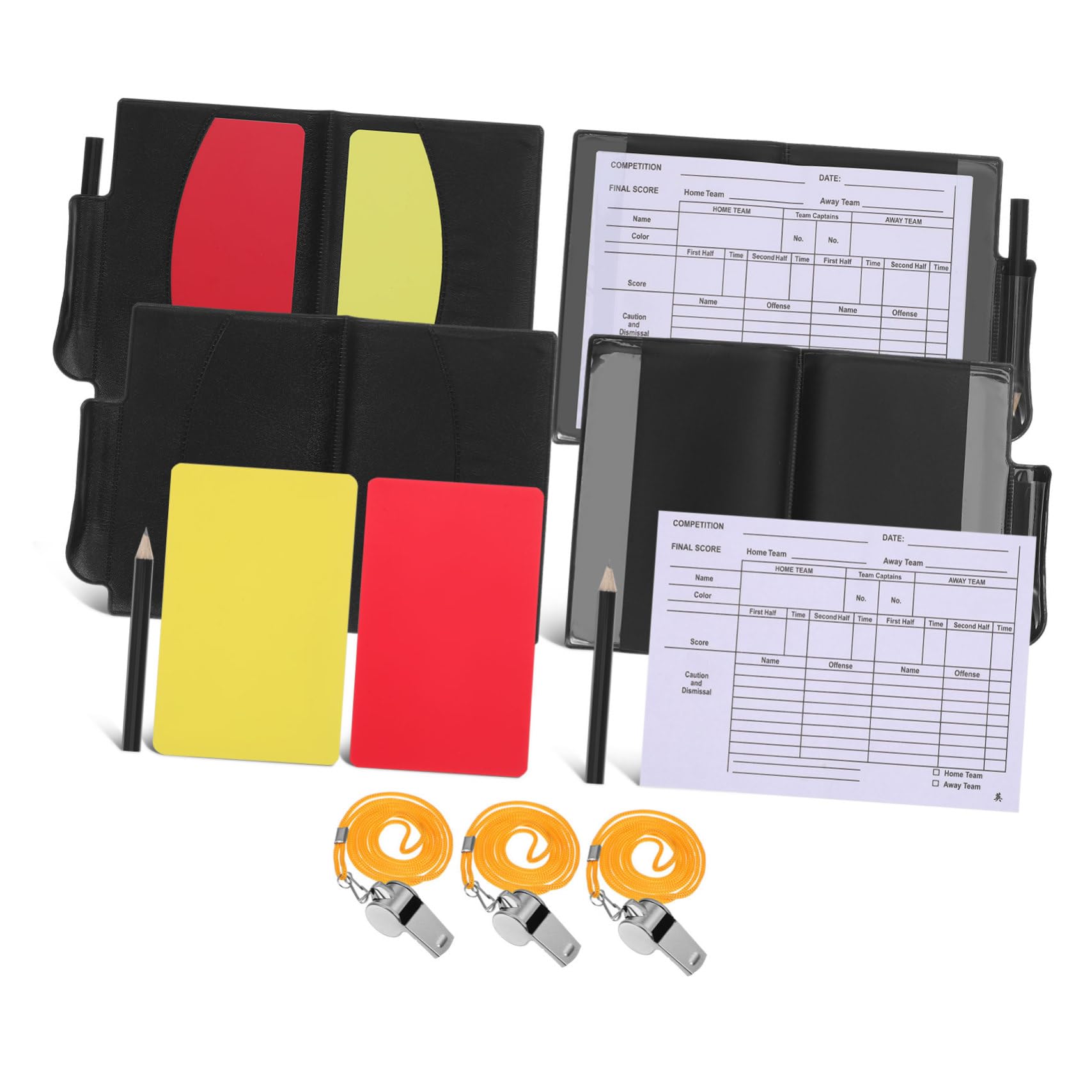 balacoo Competition Referee Kit Red Yellow Cards Soccer Referee Whistle for Sports