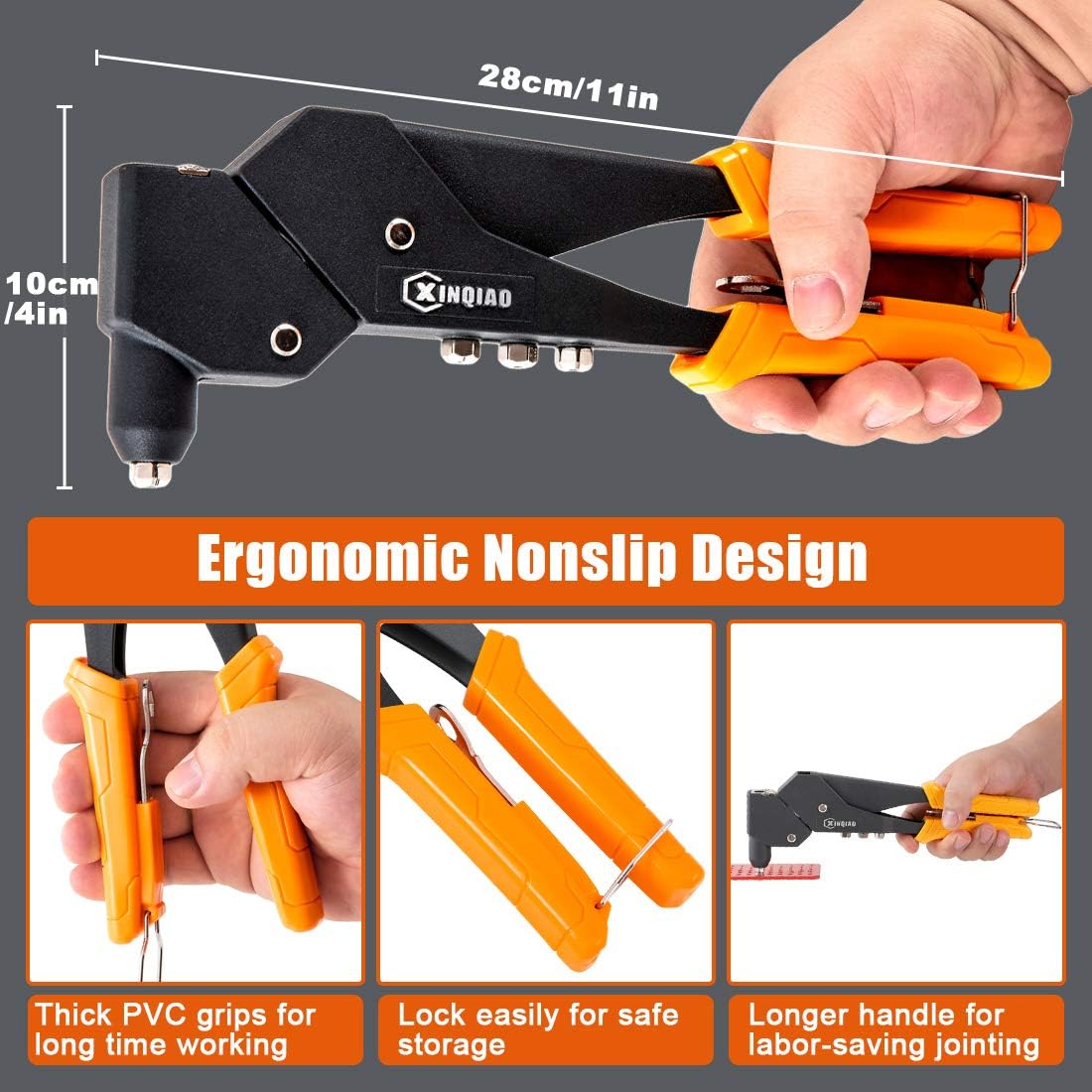 Buy XINQIAO Rivet Gun Kit with 100 Pcs Rivets, 360° Swivel Head Hand