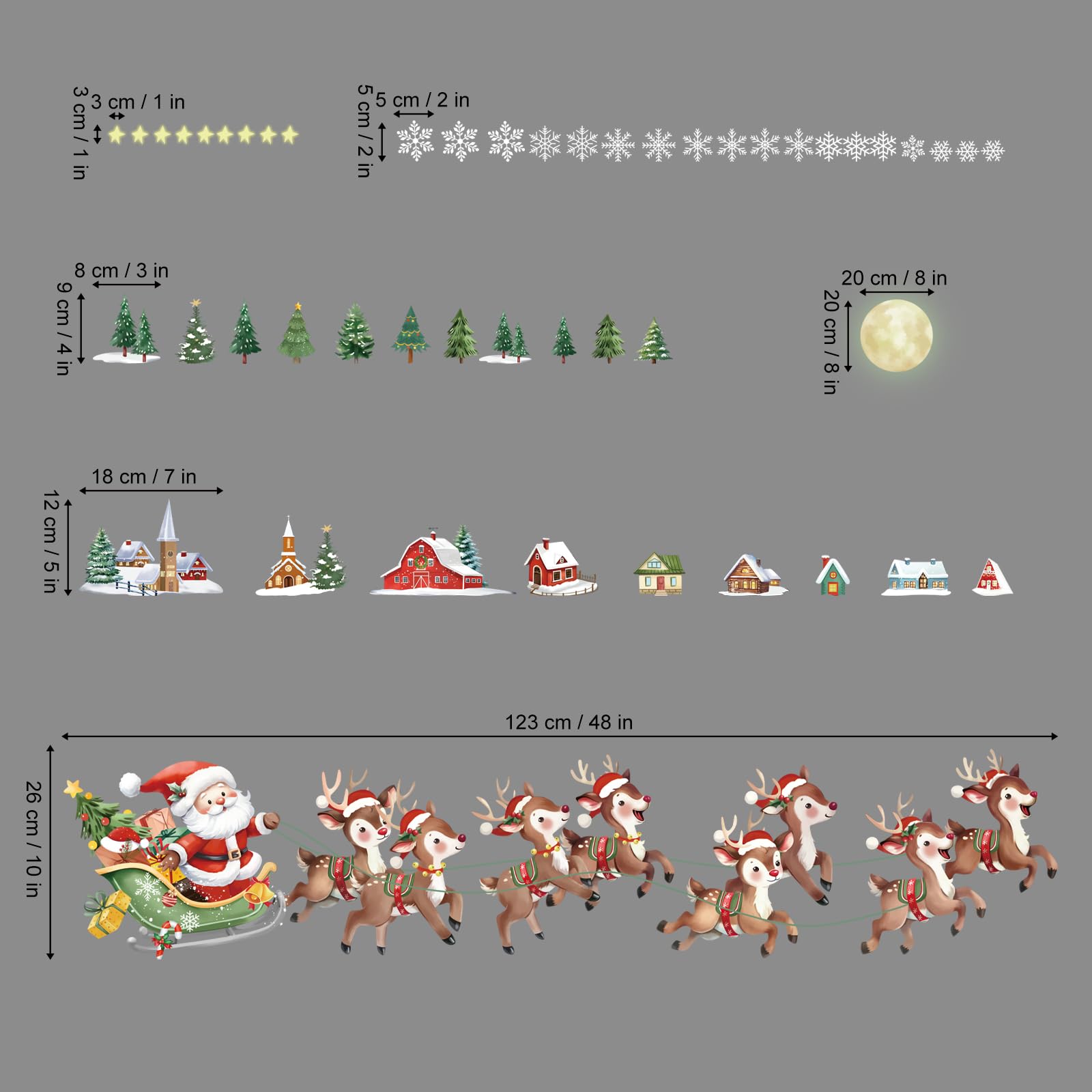 decalmile Christmas Santa Claus Reindeer Window Wall Decals Winter Xmas Tree Wall Stickers Snowflake House Window Clings Christmas Party Window Showcase Door Decorations - Image 4