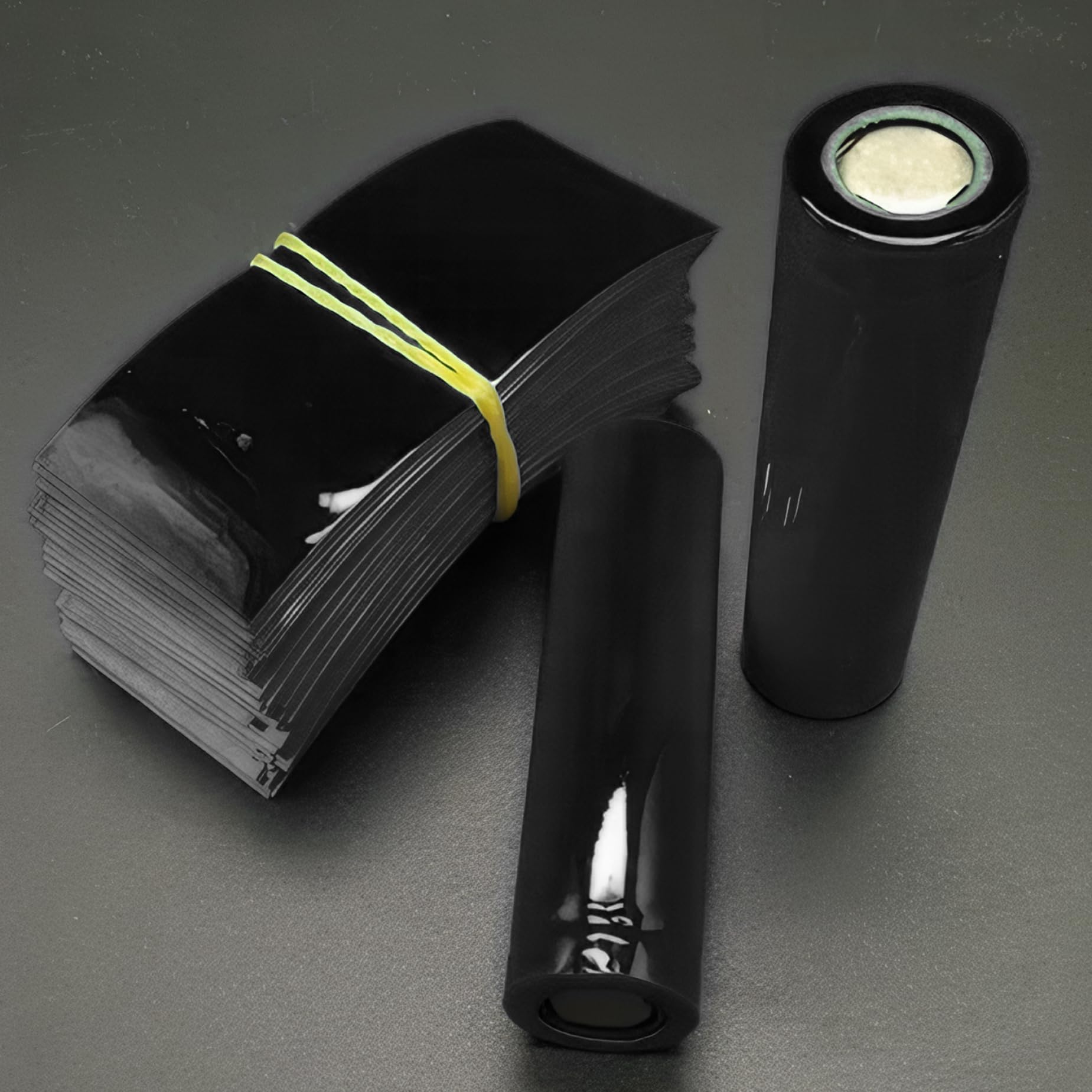21700 wraps de batterie, 100pcs enveloppe de batterie stable PVC TUBE THRINK RAPIR, Batterie thermique isolée Bouclier noir