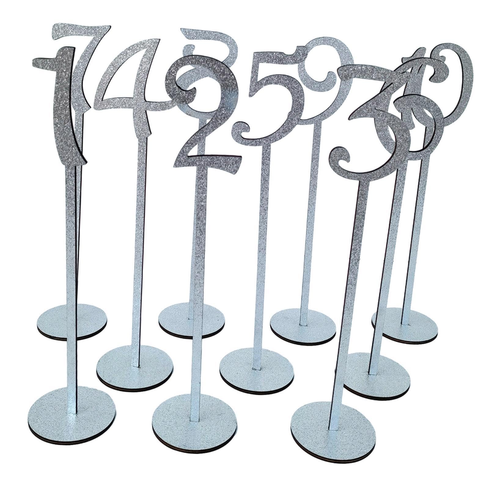 HOIXZCS Chic Table Number Holders With Base Timing For Memorable Wedding Experiences Wood Table Number Cards Place Cards Holder Stands Practical And Decor, 10 pcs Silver, 8.7x35cm