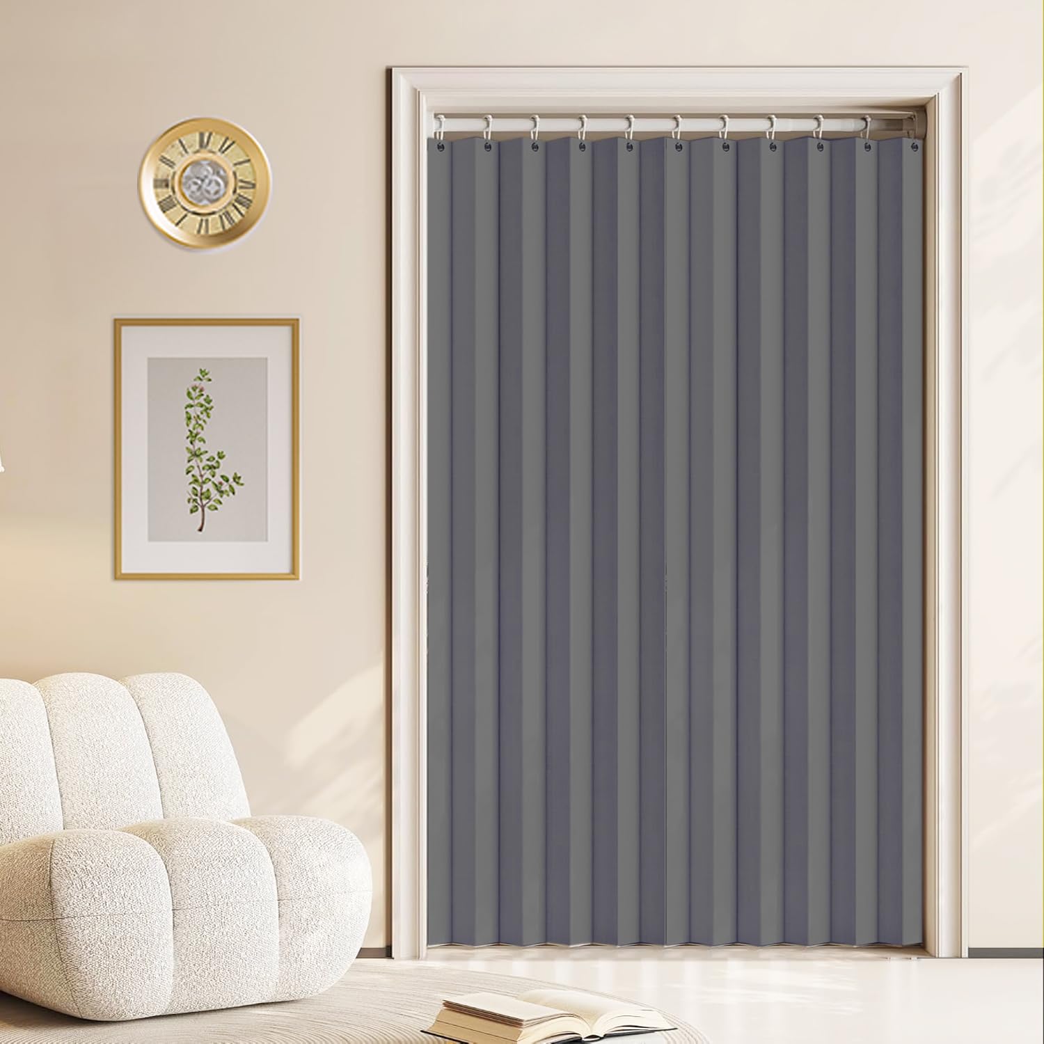 Custom-made blackout magnetic folding curtains, invisible, suitable for bedrooms, living rooms, and entrances.-gray- W240xH180cm โ image 1