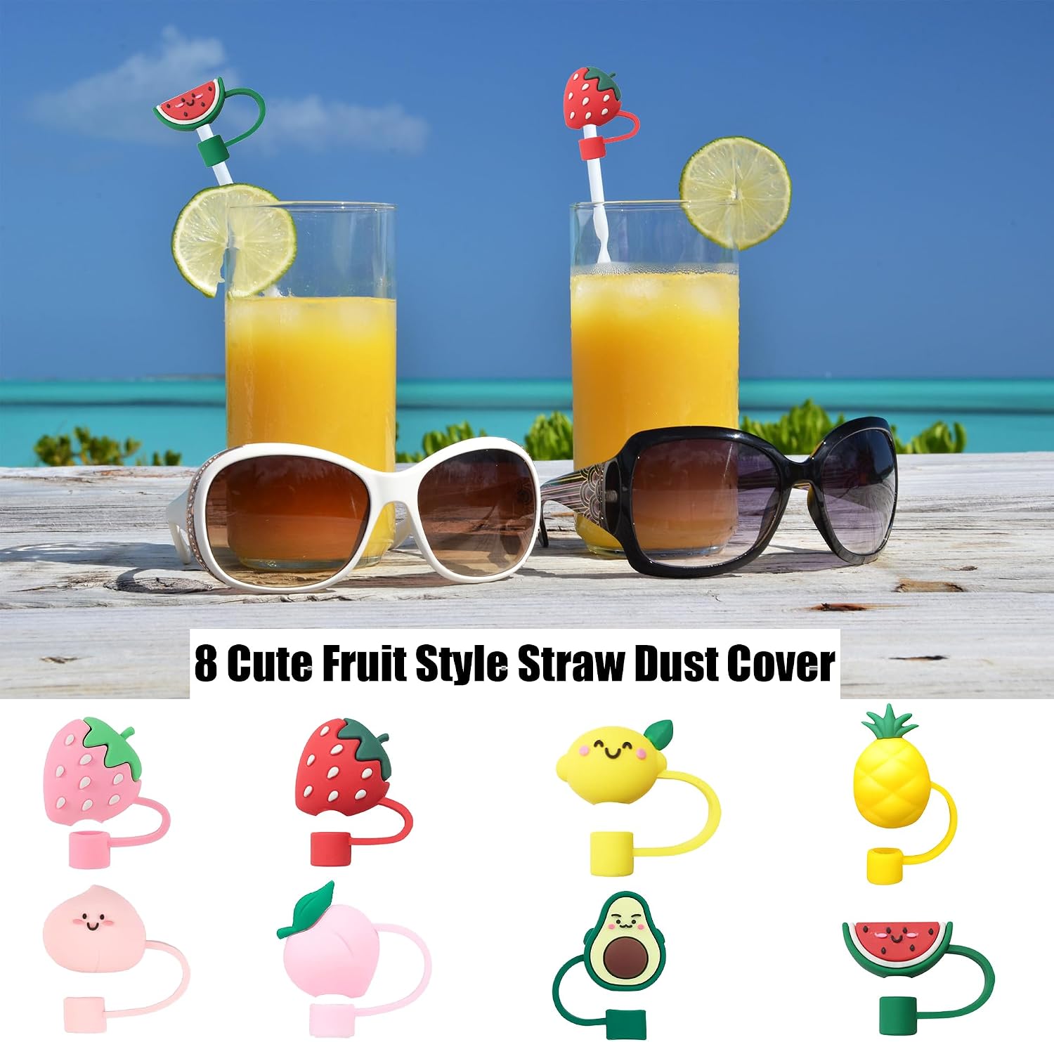 8Pcs Cute 6-7mm Small Silicone Straw Covers Cap,Reusable Dust-Proof image 4
