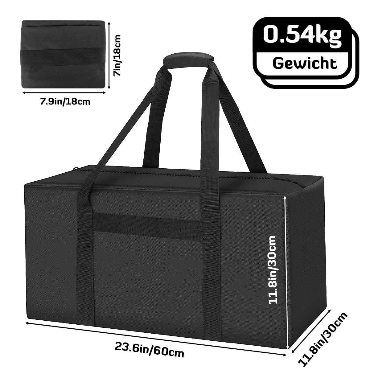 INFANZIA Sac de sport, sac de voyage extra large avec fermeture éclair améliorée, Noir Lot de 2, 2 PACK×53L, Petit sac de voyage