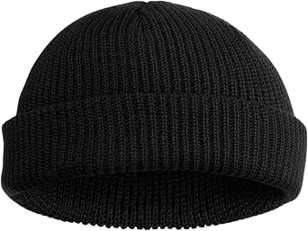 JILANI HANDICRAFT Trawler Beanie Winter Fisherman Beanie for Men Knit Cuff Unisex Skullcap Acrylic, Black