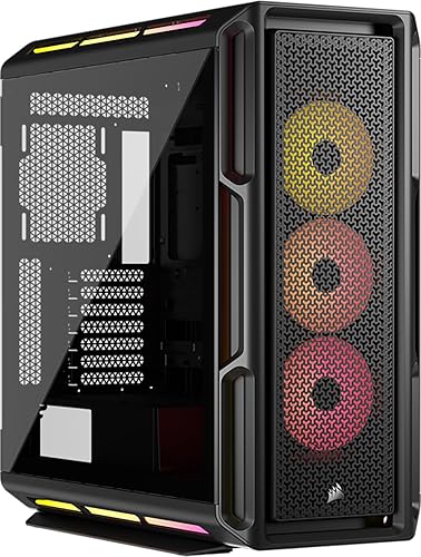 CORSAIR iCUE Link 5000T LX RGB Mid-Tower ATX PC Case – 3X Pre-Installed LX120 RGB Fans, Integrated Aurora RGB Light Strips, Spacious Interior, iCUE Link System Hub Included – Black