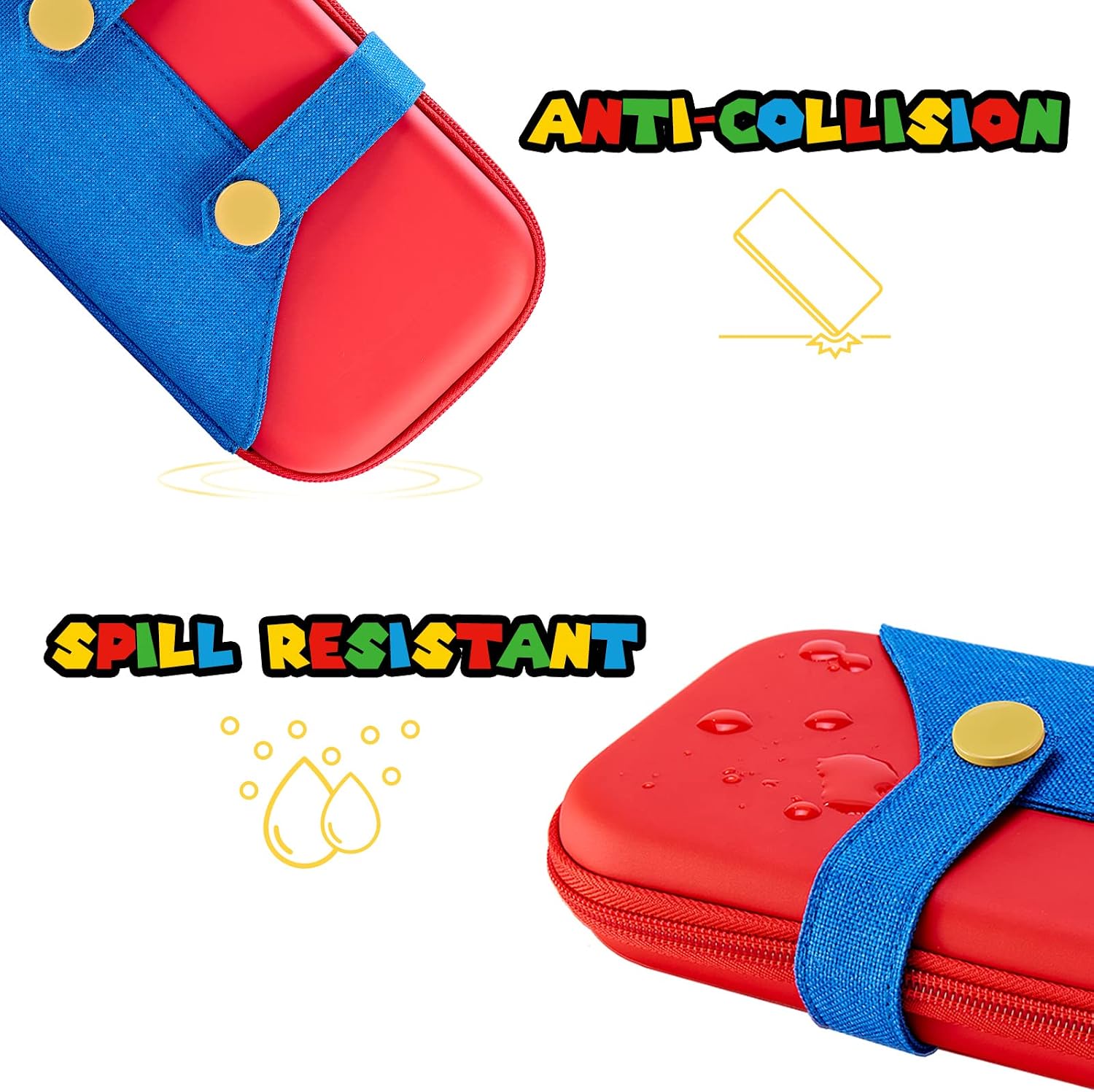 FUNLAB Switch Case Compatible with Nintendo Switch/OLED, Cute Portable Switch Carrying Case with 10 Game Holders for Mario Fans-Red