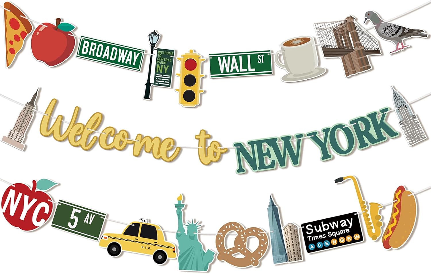 New York Party Decorations, Welcome to New York Banner Garland, NYC-Themed Birthday Decor