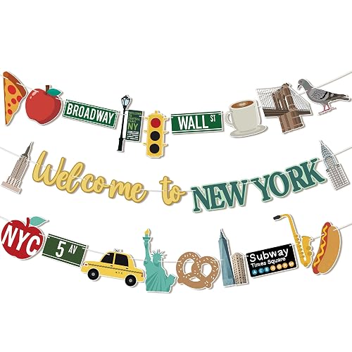 READIGO New York Party Decorations, Welcome to New York Banner Garland, NYC-Themed Birthday Decor