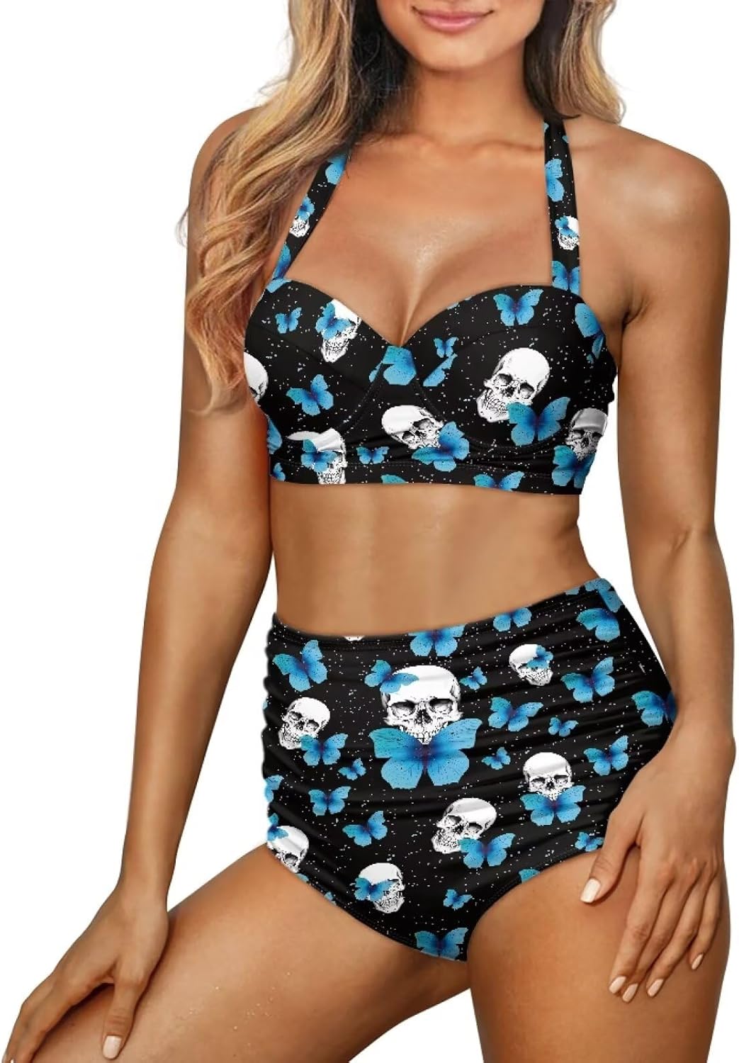Women Sexy Bikini Set Push Up 2 Pieces Halter High Waist Swimsuit Underwire Bathing Suits Sporty Swimwear