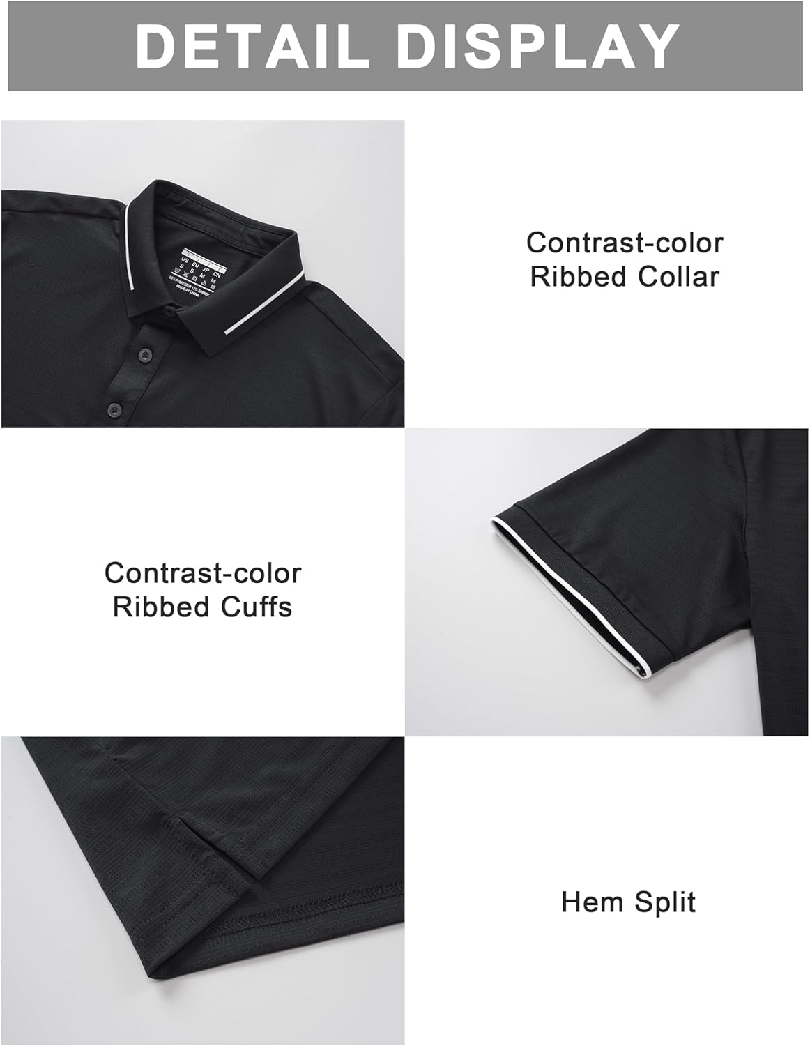 Cotrasen Mens Polo Shirts Jacquard Golf Shirt Short Sleeve Casual Athletic Contrast Collar T-Shirts - Image 5