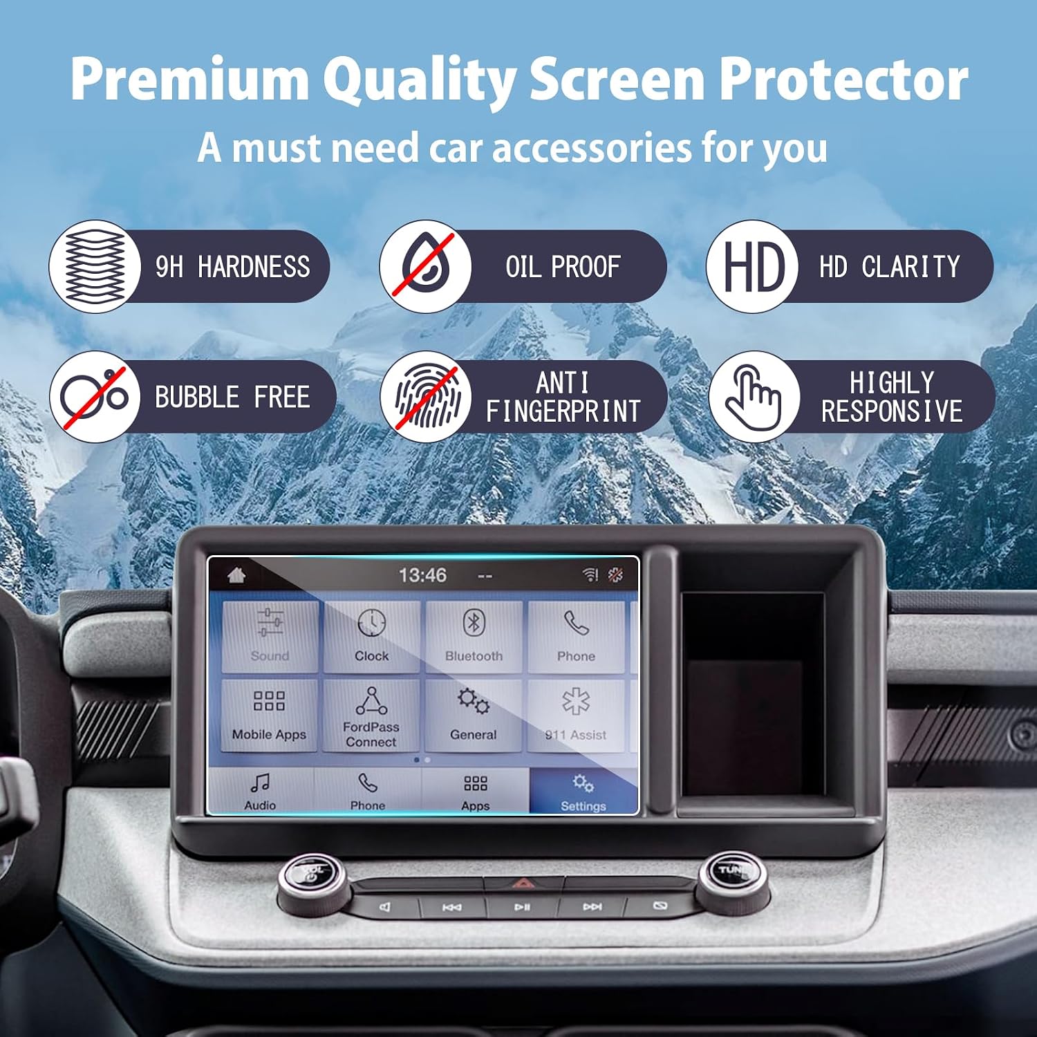 LUWU for 2022 2023 2024 Ford Maverick Screen Protector 8 Inch 2023 2024 Ford Maverick Accessories 2022 2023 Ford Maverick Glass Screen Protector 2023 Maverick Screen Protector Tempered Glass 9H Anti-glare 2023 Maverick Touchscreen Protective Film 2PCS
