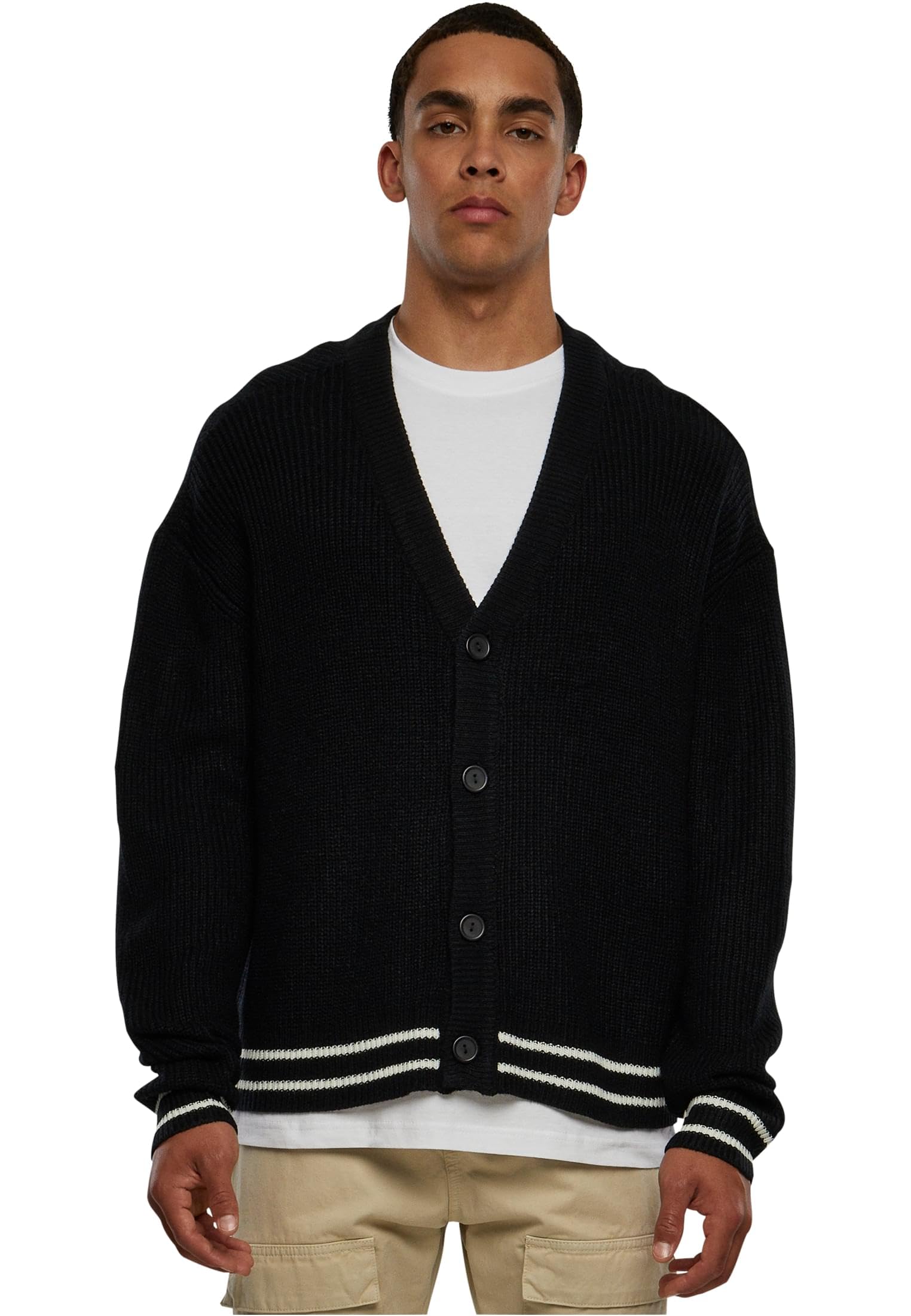 Urban Classics Men's Noir Cardigan Sporty Boxy