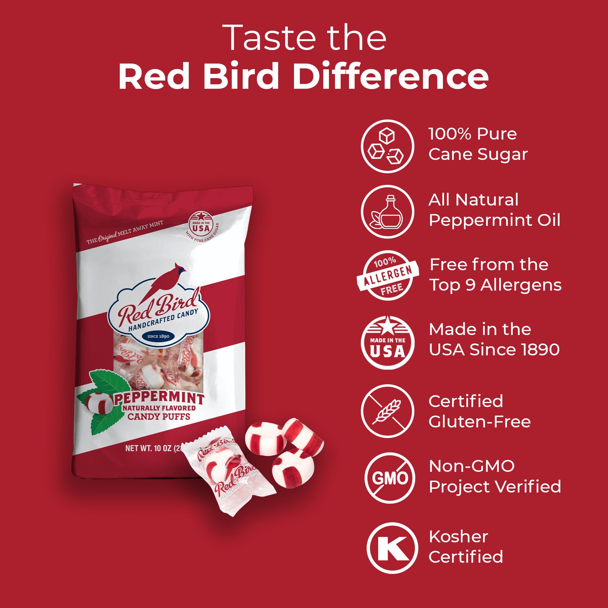 Amazon.com : Red Bird Soft Peppermints Candy, 10 oz Bag, and
