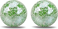 Vista 9 de Bola decorativa de mosaico de 2.6 pulgadas, 3 piezas, esfera sólida de vidrio para jarrones, mesas de café, accesorios de fiesta, decoración de Verde