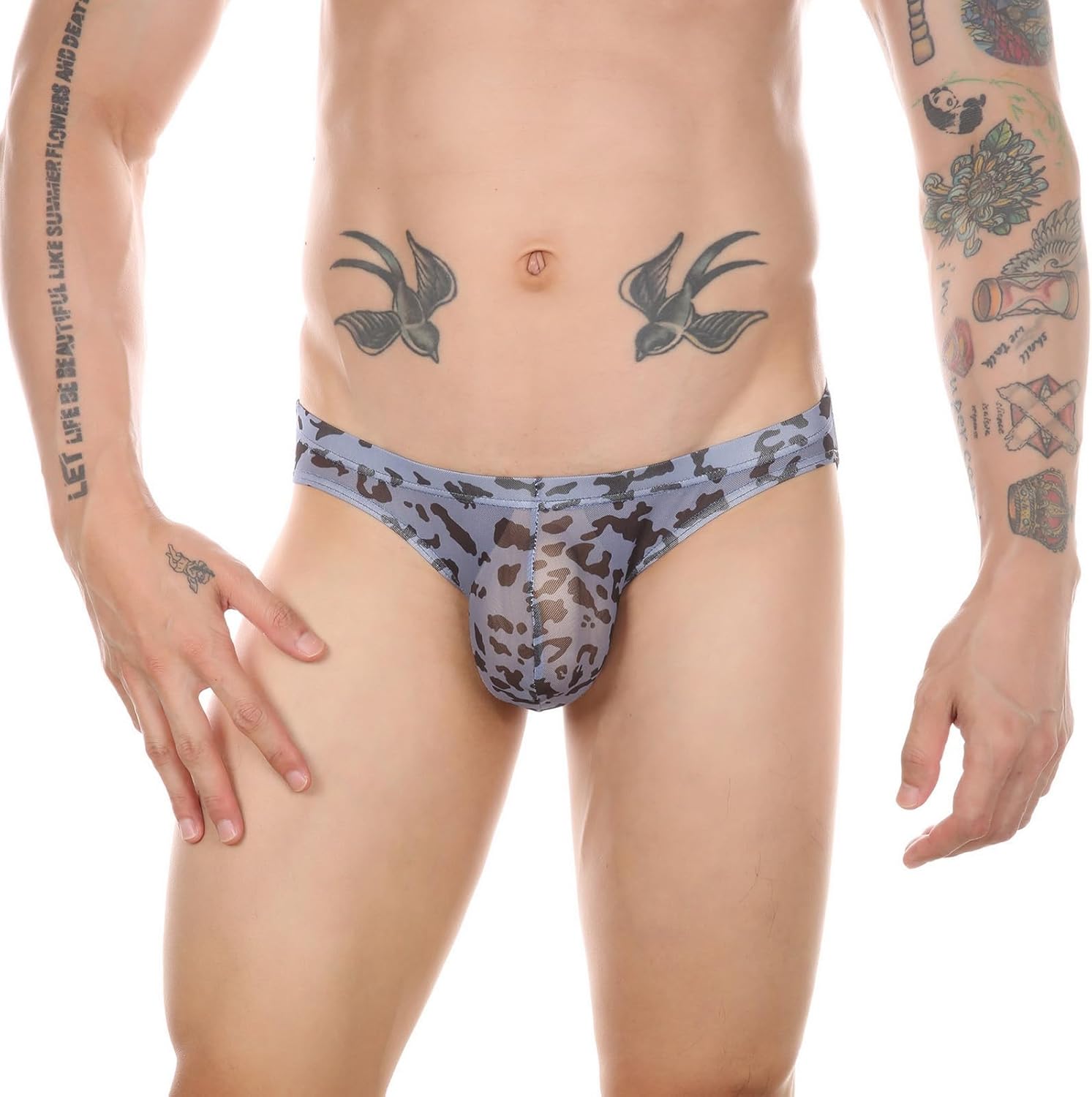 Faringoto Men Sexy Leopard Print Underwear Pouch Panties Men'S Bikini Briefs Jockstrap