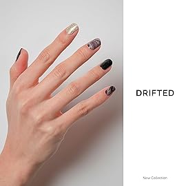 Nailog Semi Cured Gel Nail Strips 34 pcs | Buy 2 Get 1 UV Lamp | Long Lasting Nail Polish Sticker Wraps with Glossy Gel Finish (Drifted)