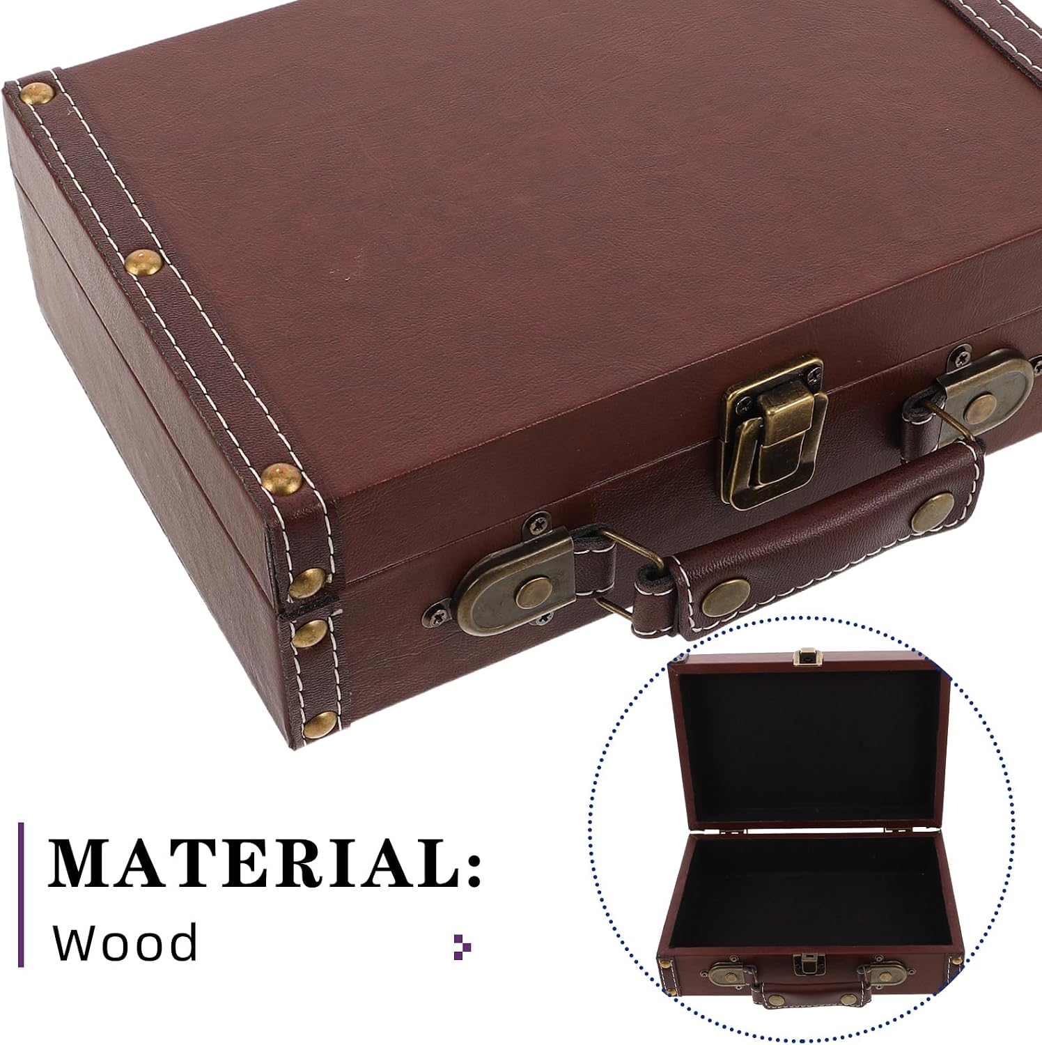 Didiseaon Vintage Suitcase Storage Box: Wooden Retro Trunk - Decorative Luggage Chest for Home Decor - Wood Keepsake Case for Wedding Favors Pirate Parties