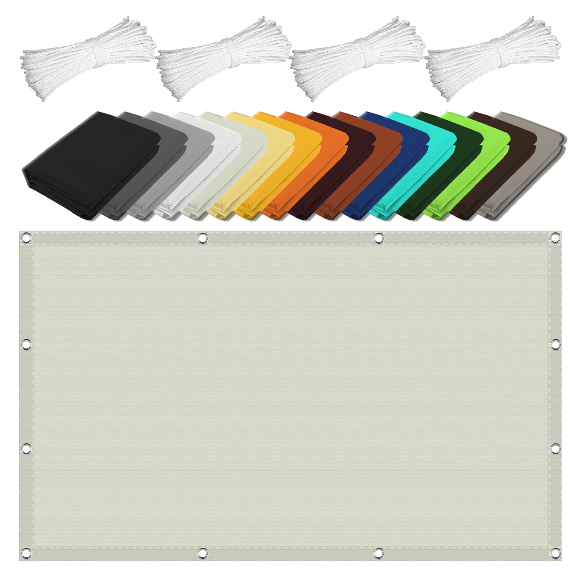 Voile d'ombrage avec œillets toile protection solaire blanche terrasse