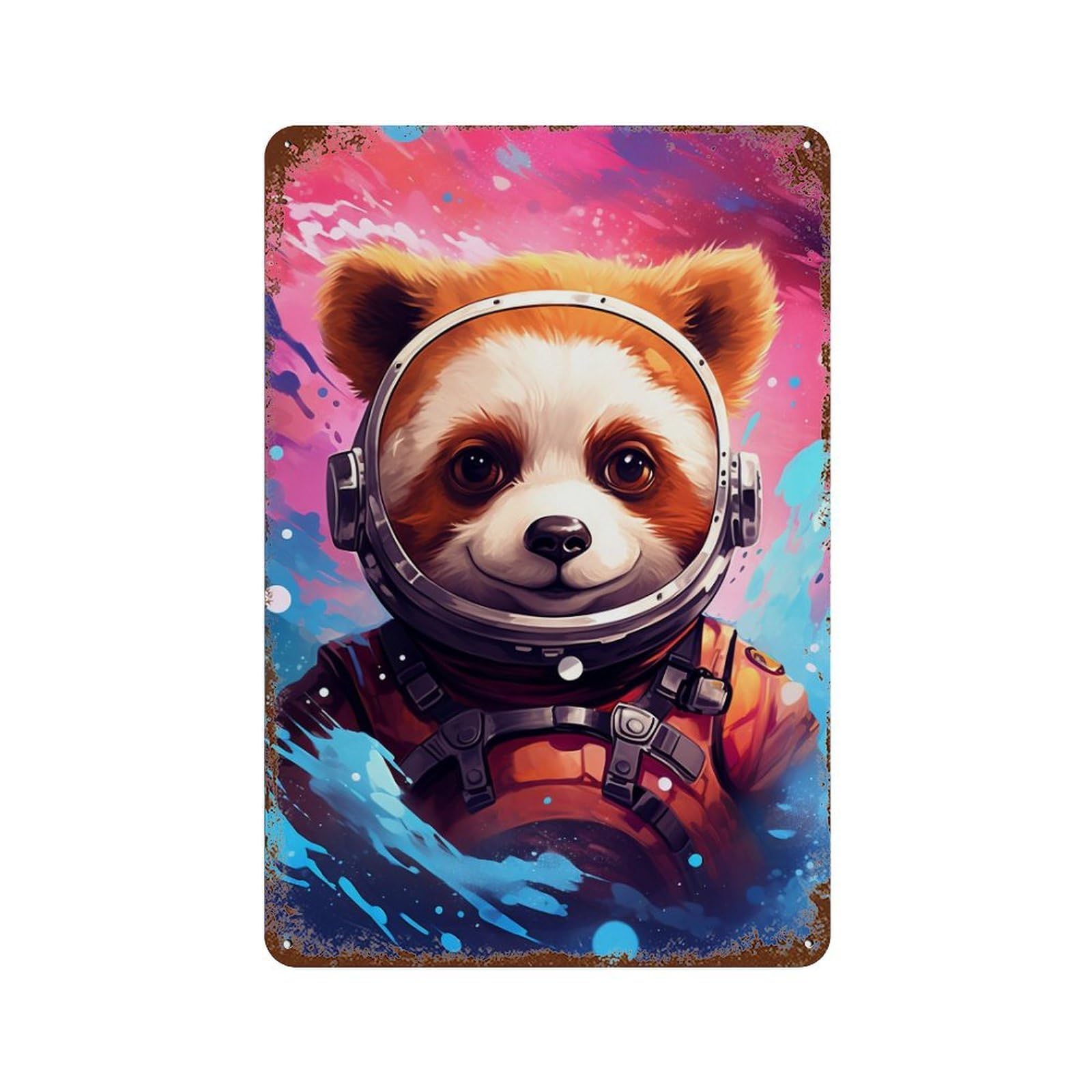 Garage Style Panda Astronaut Space Suit-10 Decorative Tin Sign 11.8"x7.9", Shabby Chic Decor for Bar And Workshop