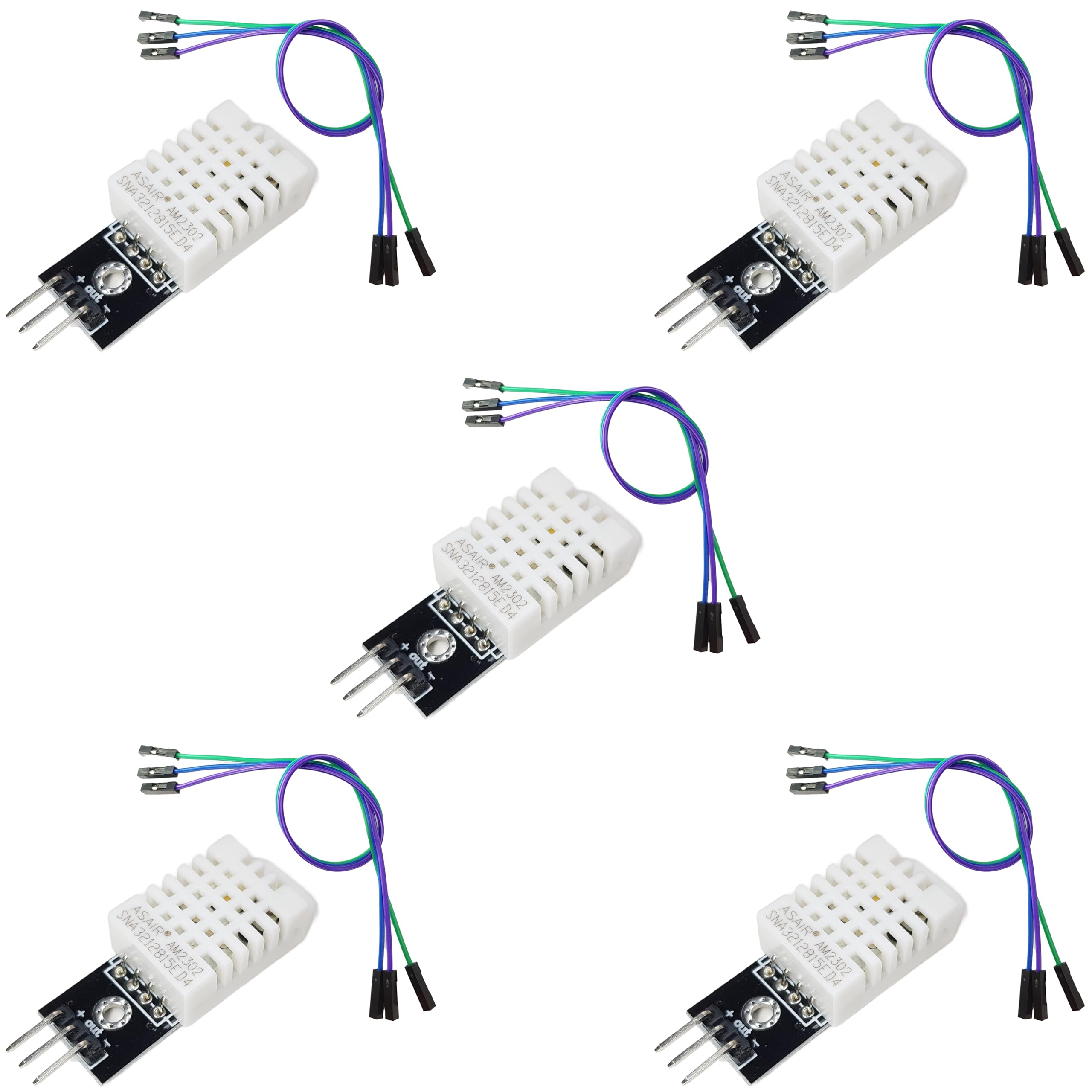 DHT22 Temperature and Humidity Sensor Module for Arduino ESP32 Raspberry Pi, 5 Pieces