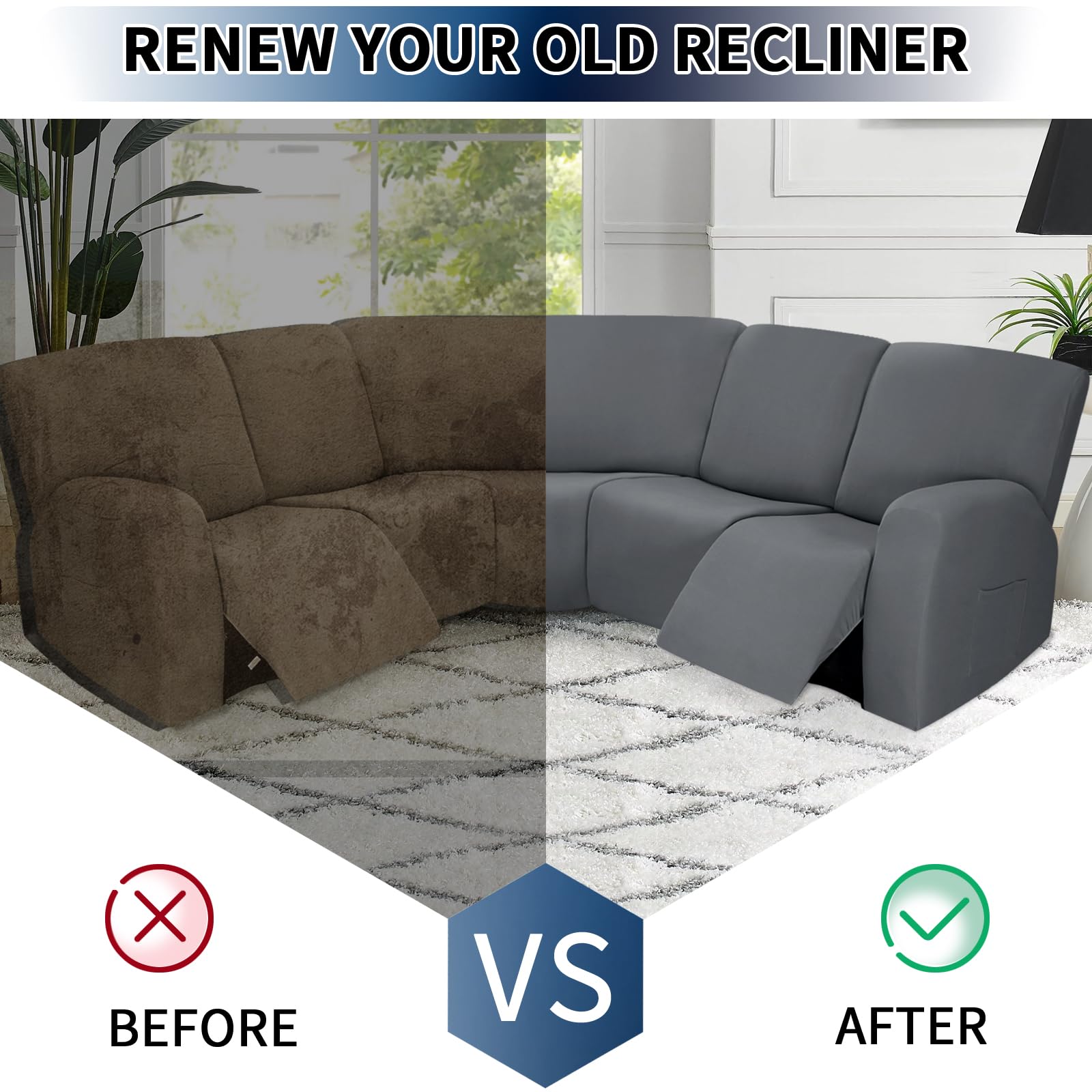 Snapklik.com : PureFit 7-Pieces Sectional Sofa Covers, Extra Large