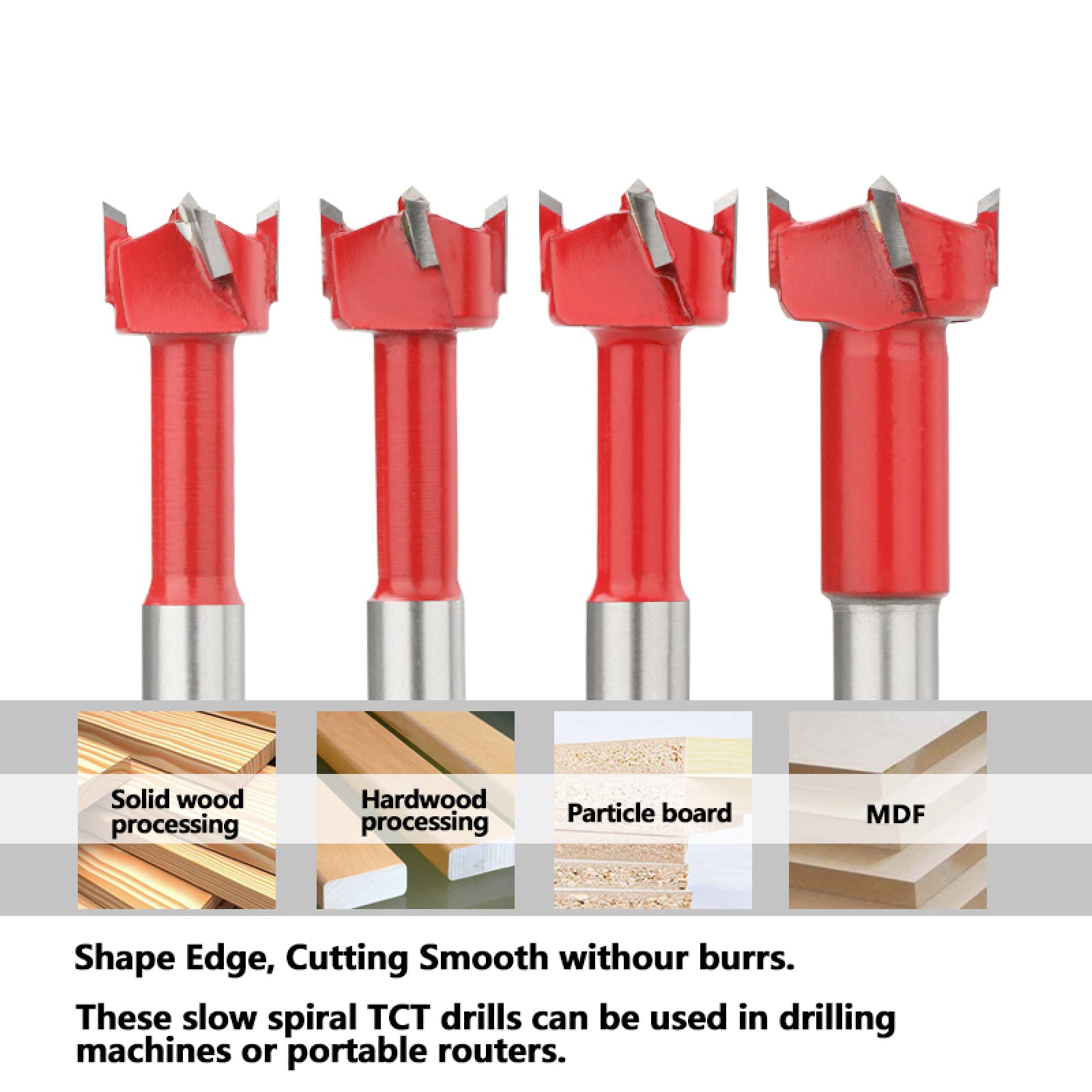 Punta da trapano for fresa con rotazione sinistra, 4 taglienti, punta for legno in acciaio al tungsteno, gambo da 10 mm(30x70l)