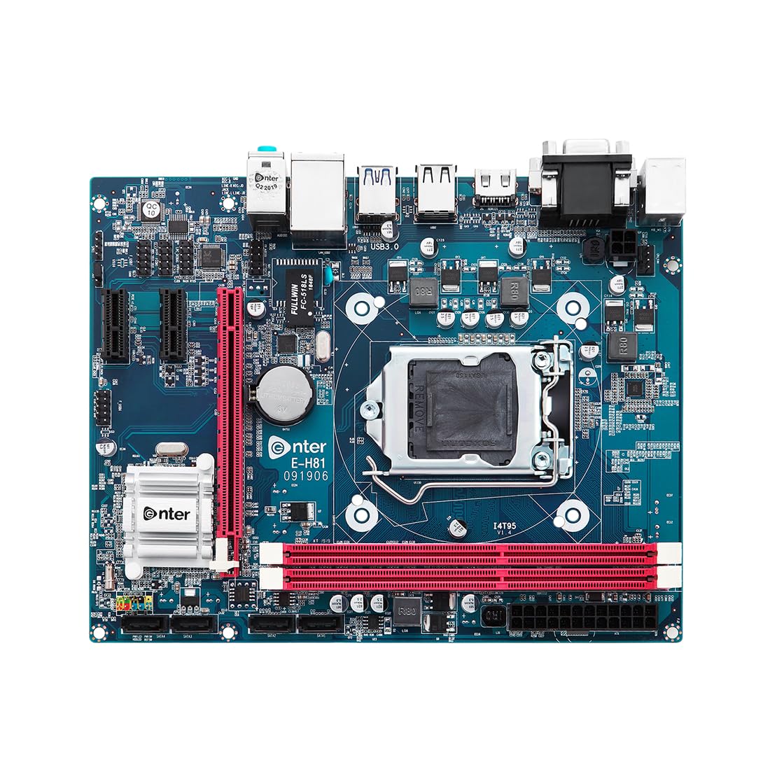 Detailed front view of the Enter E-H81 Micro ATX Motherboard