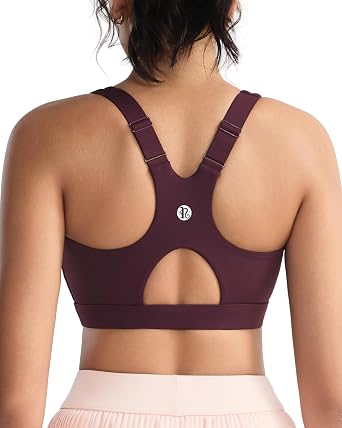 RUNNING GIRL High Impact Sports Bras for Women, Racerback Adjustable Straps Sports Bras for Women with Sewn in Pads