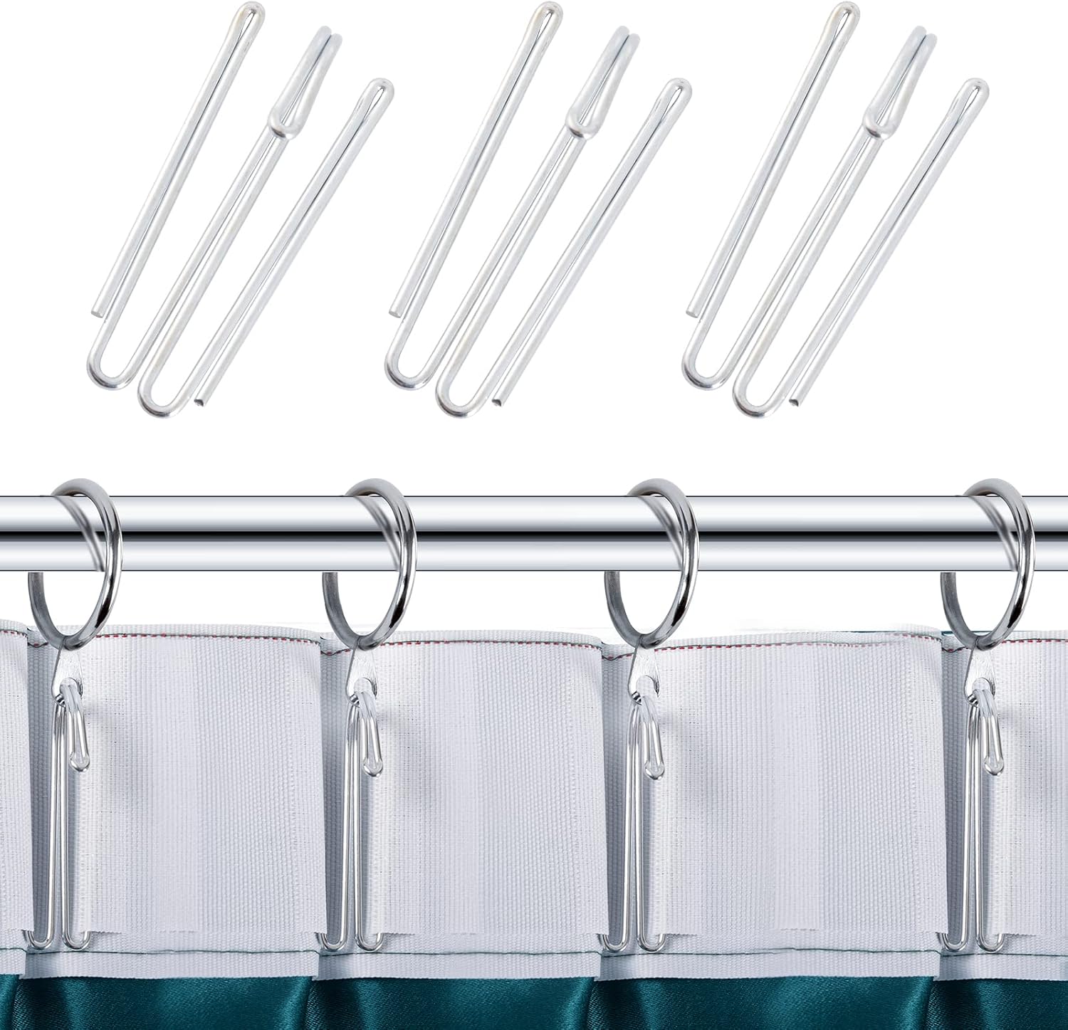 Metal Curtain Hooks Pinch Pleat Header Tape Pins Heavy Duty Deep Prong Hooks(20 Pack)
