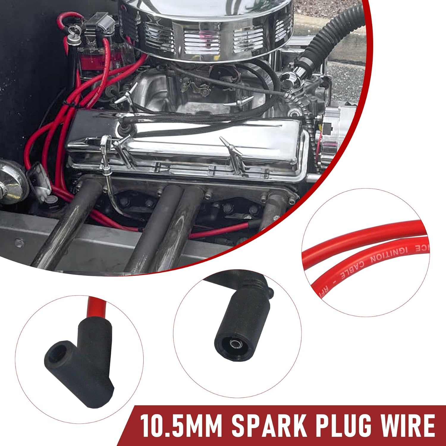 JDMSPEED New Spark Plug Wire 10.5mm Replacement for GMC Vortec V6 4.3L 1996-2014