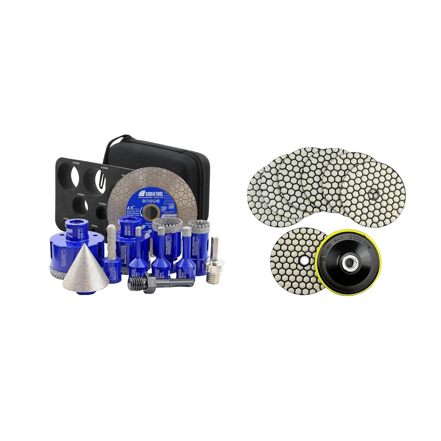 SHDIATOOL Diamond Drill Bits Kit - Core Bits Hole Saw Sets,Mould Guide for Drilling Porcelain Tile Marble Ceramic Granite with Hollow EVA Guide Jig