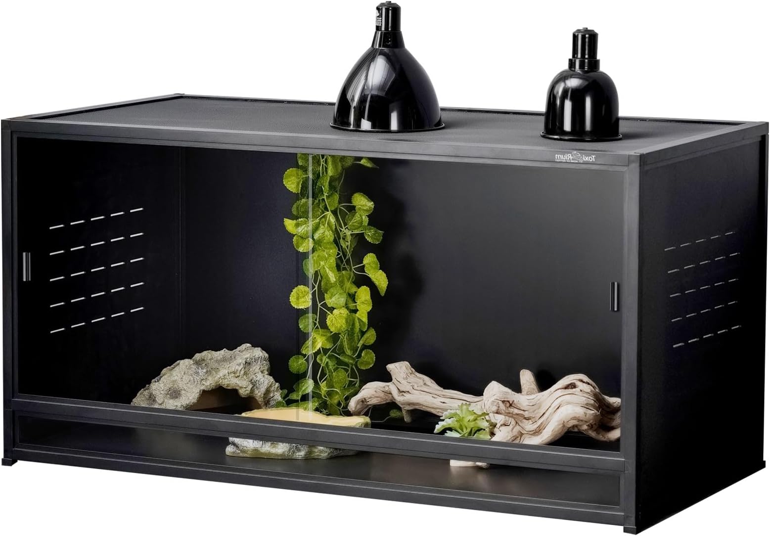 PVC Reptile Enclosure 48" x 24" x 24" Large Reptile Terrarium 120 Gal Tank for Bearded Dragon Gecko Lizard Snake, Wide Breeding Lounge Vivarium Area with Sliding Doors Lock