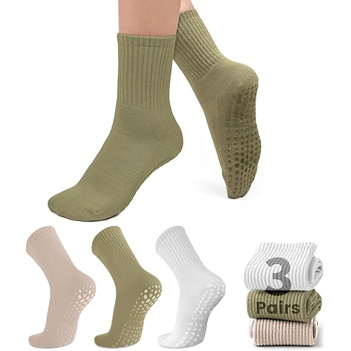 3 Pairs Grip Pilates Socks Non-Slip Yoga Socks for Women Pilates, Pure Barre, Barefoot Workout, Pregnancy, Hospital