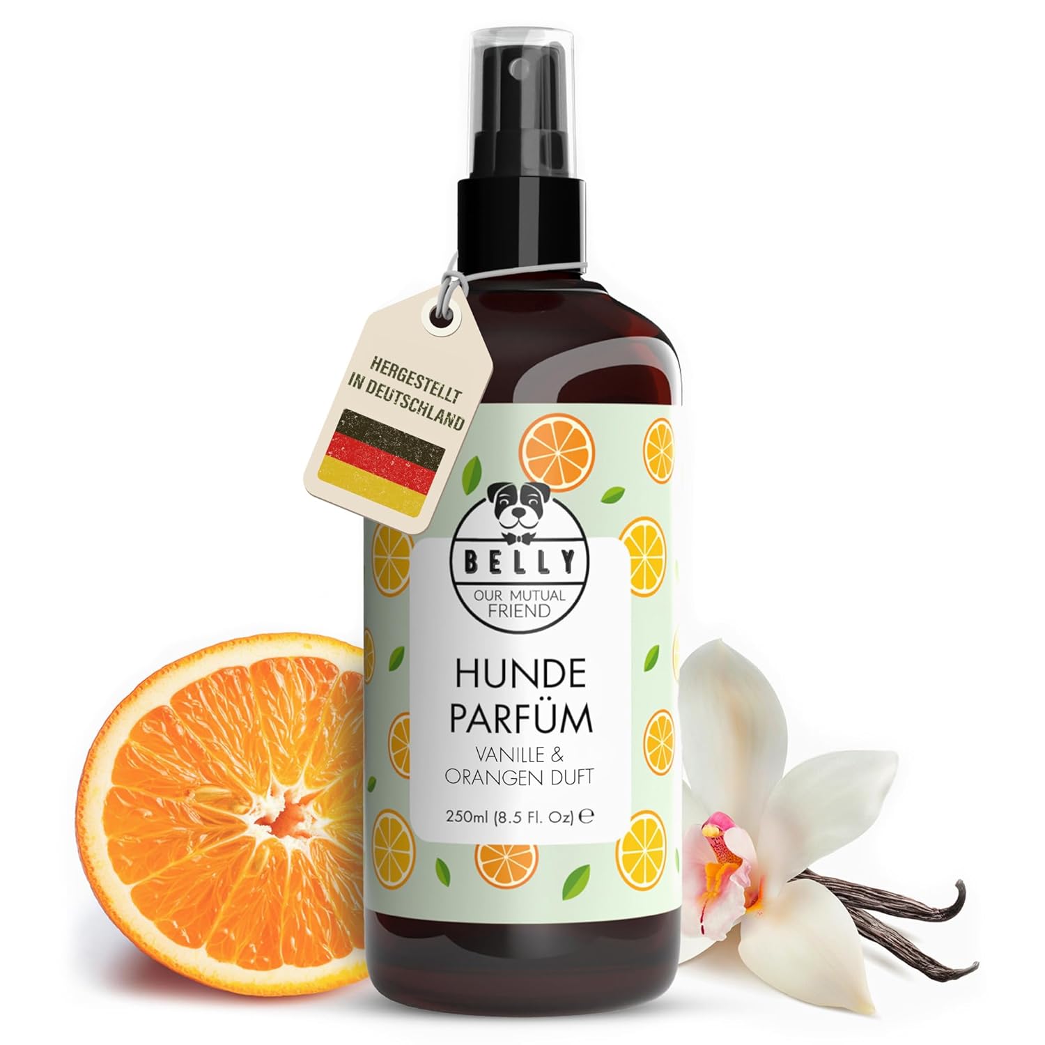 Belly® Hundeparfüm – Duftspray für Hunde & Welpen – 250 ml – Parfüm für Hunde mit Vanille & Orange – Spray gegen Geruch – pH-neutral – Fellpflege & Hundepflege Belly® Hundeparfüm – Duftspray für Hunde & Welpen – 250 ml – Parfüm für Hunde mit Vanille & Orange – Spray gegen Geruch – pH-neutral – Fellpflege & Hundepflege