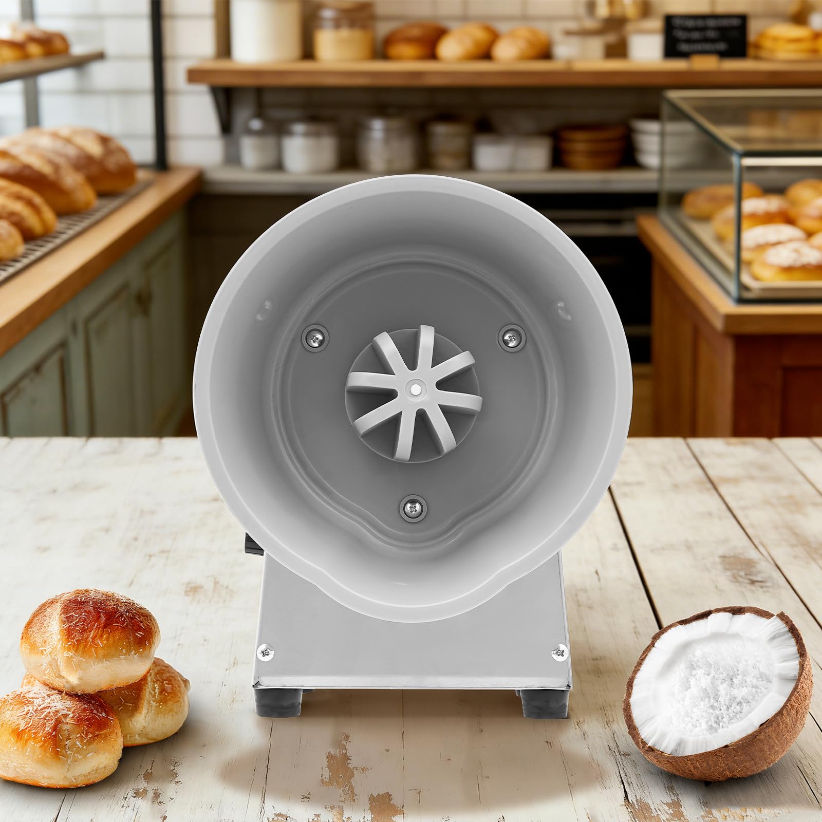 Kokosnuss Schaber Elektrisch 150W,Edelstahl Kokosnuss Reibe Maschine mit einstellbarer Geschwindigkeit Coconut Scraper für Küche Gastronomie Verarbeitung
