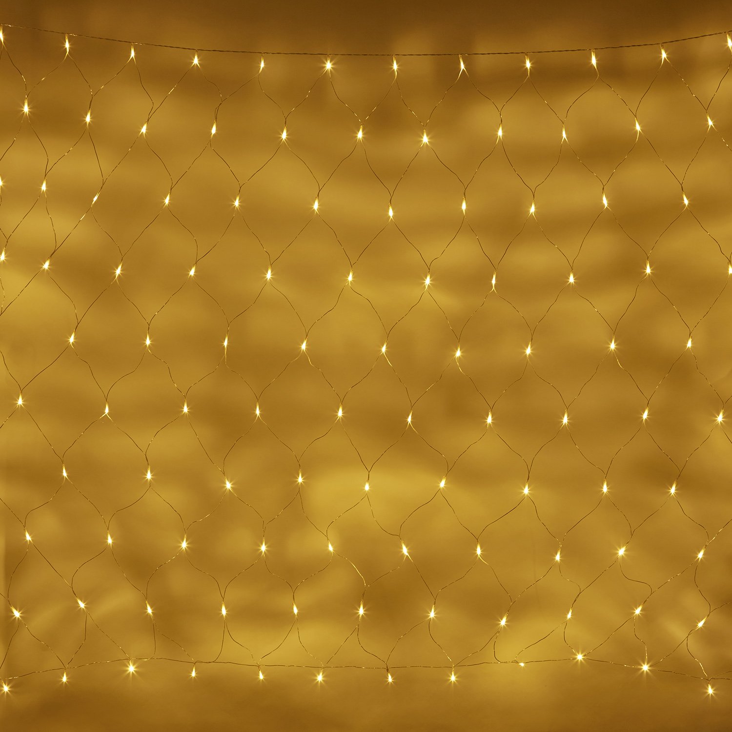 Lights4fun Outdoor Battery Connectable Net Light Clear Cable 140 LEDs 2m x 1.5m Timer Garden Decoration