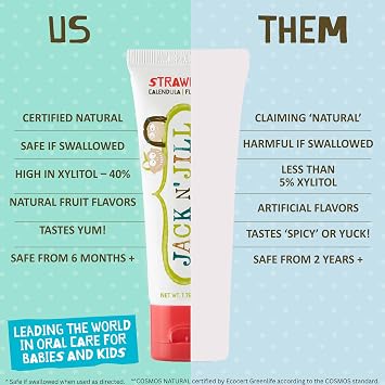 Jack N' Jill Brushing Essentials Combo Pack: Tooth Cleaning Chews, Natural Certified Strawberry Toothpaste & Kids Toothbrush - Packed with Vitamin D & Xylitol, Sugar Free, No Artificial Sweeteners