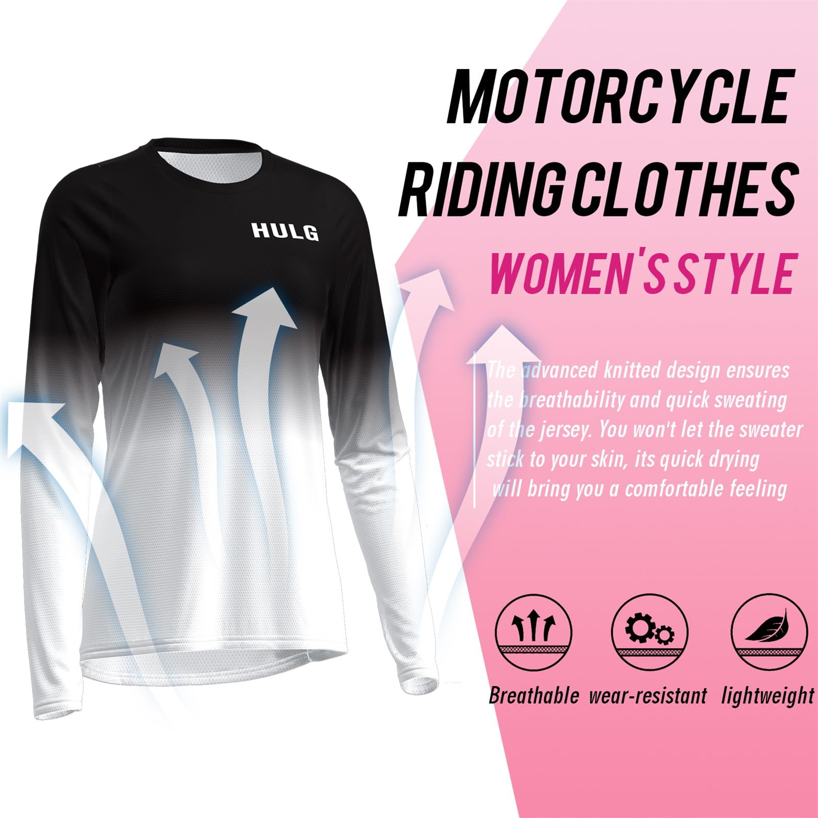 Maillot De VTT pour Femmes, T-Shirt De Sport Classique pour Femmes, Chemises De Vélo De Montagne D'été/Printemps/Automne, Chemises De Vélo De Saleté pour Femmes pour Motocross