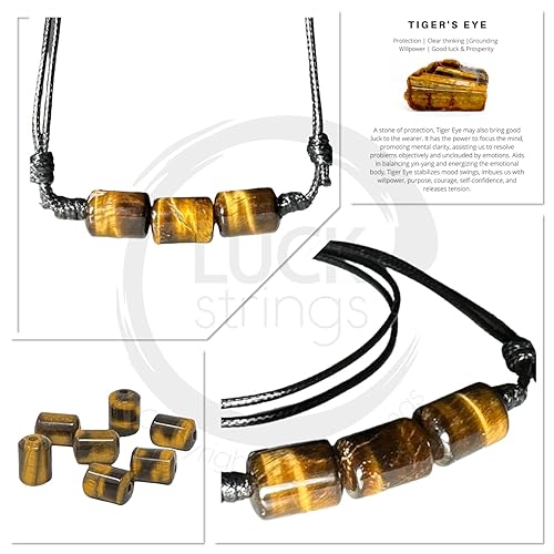 Miniatura 5 de Tiger's Eye Natural Gemstone Choker Necklace - Unisex Crystal Stone Choker for Men and Women - Anxiety and Stress Relief - Adjustable Size, Metal