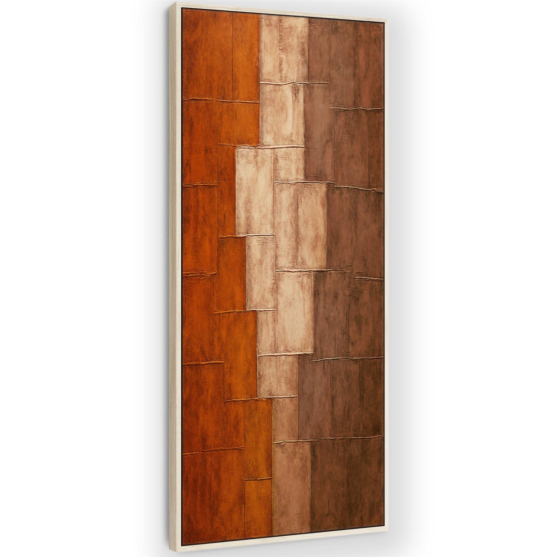Wallfillers Orange Brown Earthy Orange Tall Vertical Wall Art - Upright Rusty Autumn (37 X 100Cm)