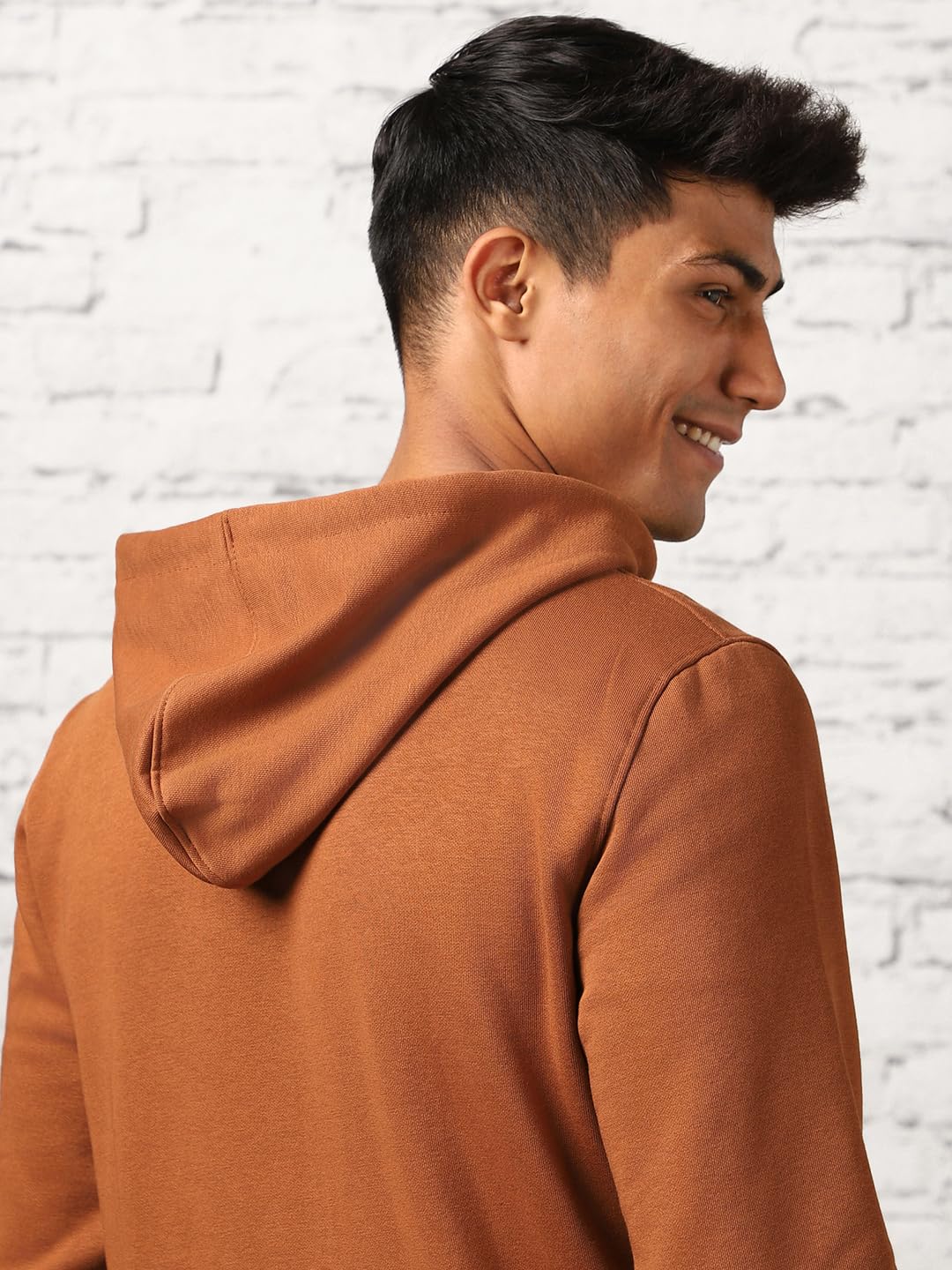 Nobero Męska bluza z polaru bawełnianego o gramaturze 280 g/m², jednolity kolor, regularny krój, bluza z kapturem, dla mężczyzn, stylowa i swobodna