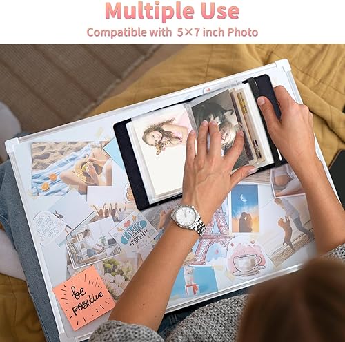 Miniatura 2 de Álbum de fotos de mariposa de 5 x 7 pulgadas, 120 bolsillos con banda elástica fuerte, pequeña carpeta protectora de hojas de álbumes para fotos,