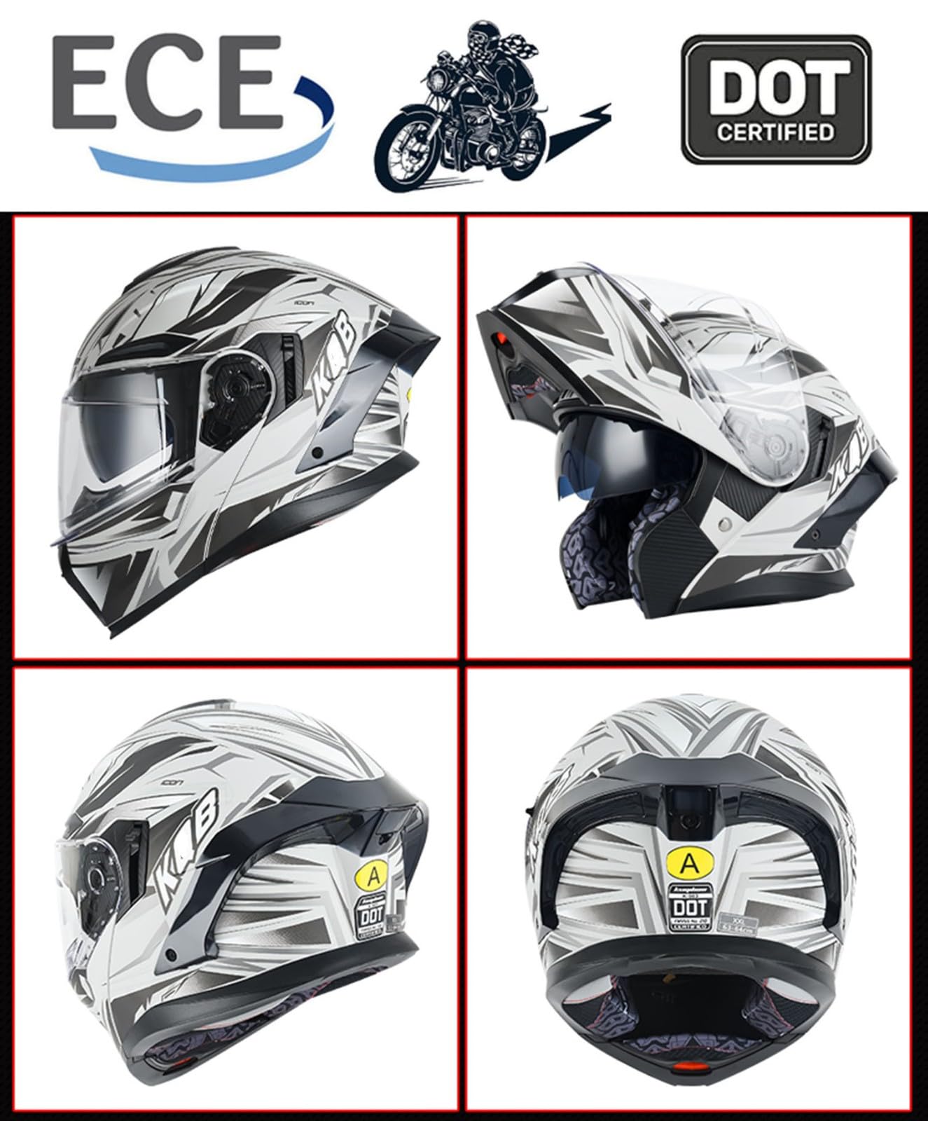 Klapphelm mit Sonnenblende Bluetooth Motorradhelm Helm Motorrad Klapphelm Motorradhelm ECE Zertifiziert Integralhelme Mit Doppelvisier Motorradhelm Klappbar Für Herren Damen